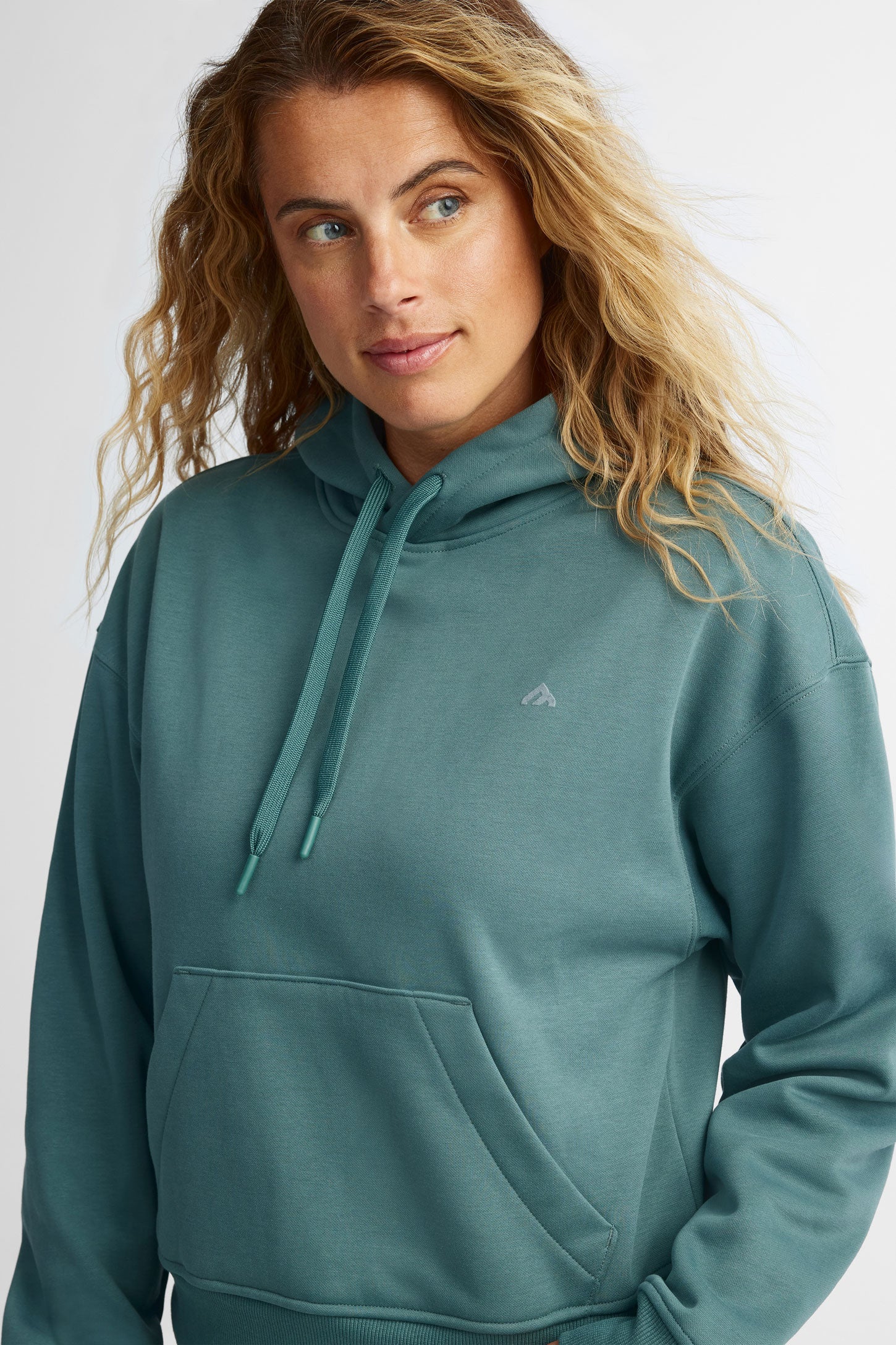 Chandail à capuchon coton ouaté - Femme && VERT