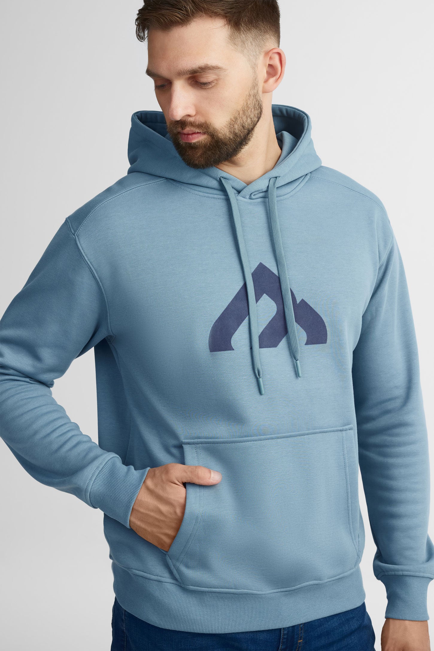 Chandail à capuchon coton ouaté BM - Homme && BLEU