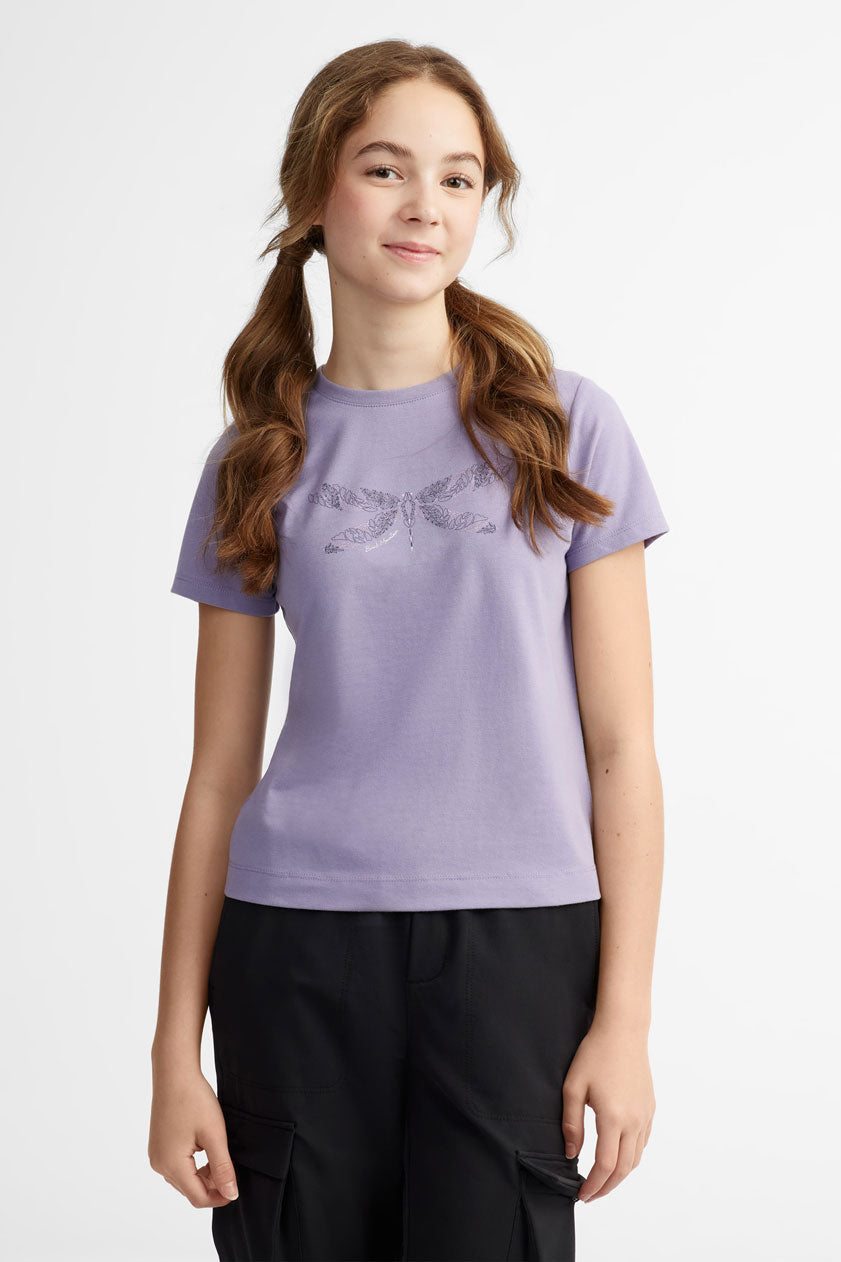 T-shirt coton bio polyester recyclé BM, 2/40$ - Ado fille && MAUVE