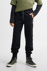 Pantalon jogger coton ouaté - Ado garçon && NOIR