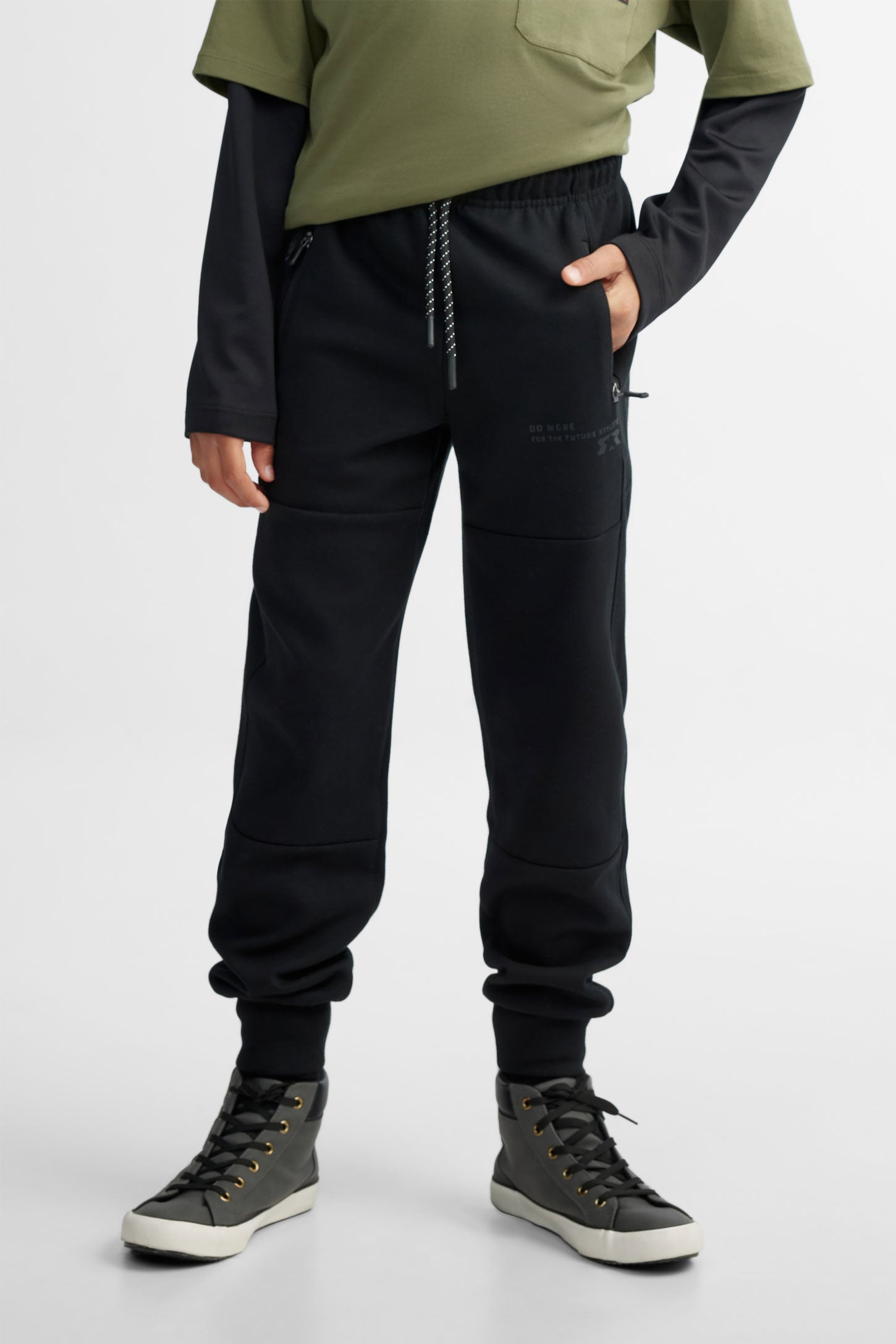 Pantalon jogger coton ouaté - Ado garçon && NOIR