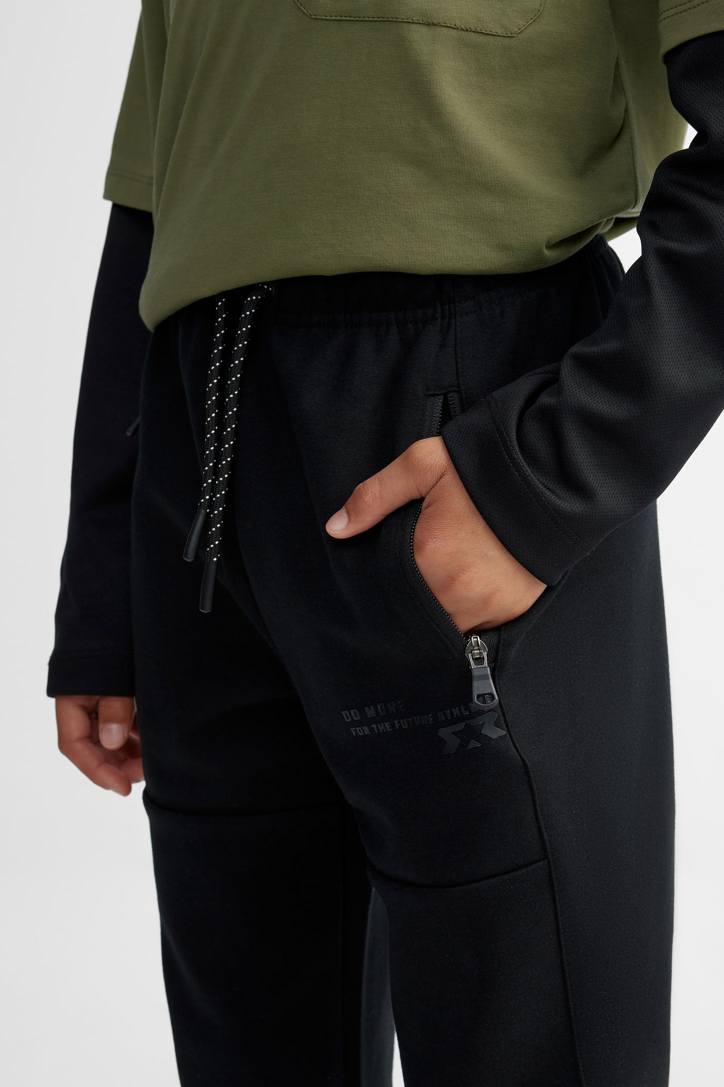 Pantalon jogger coton ouaté - Ado garçon && NOIR