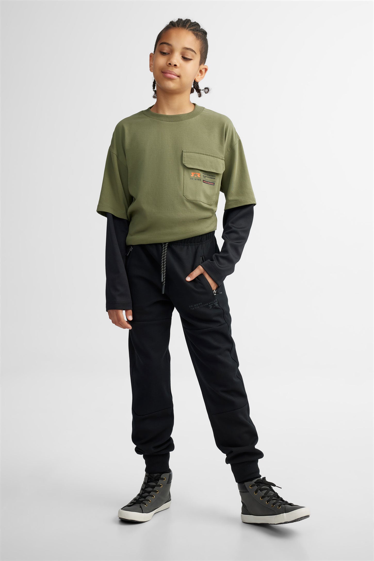 Pantalon jogger coton ouaté - Ado garçon && NOIR