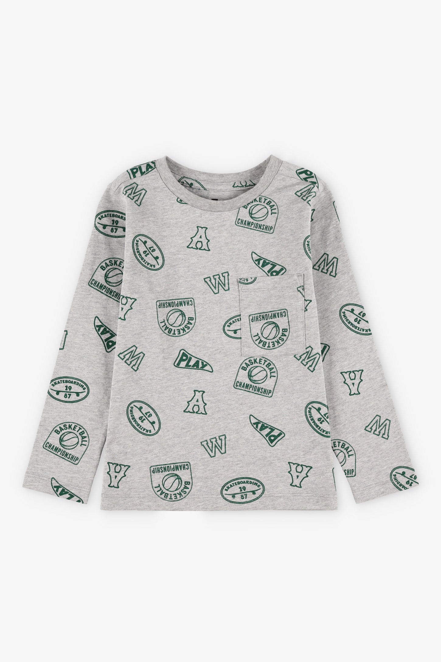 Chandail à poche coton, 2/20$ - Enfant garçon && GRIS MIXTE