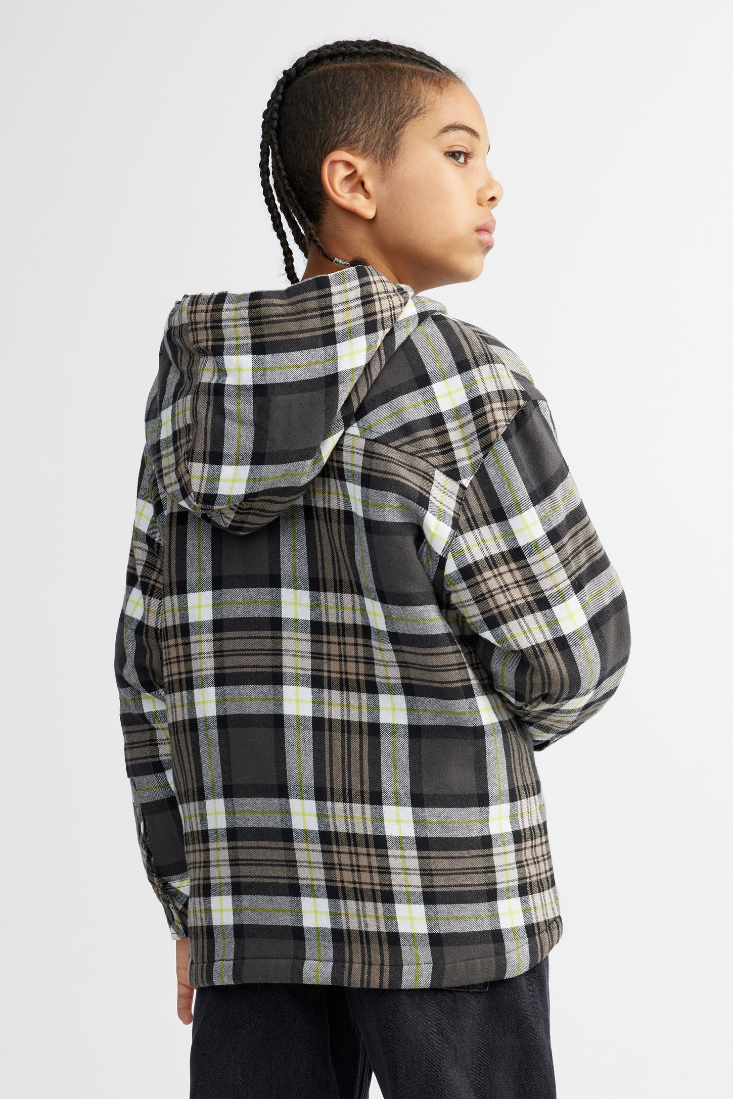 Surchemise à capuchon flanelle doublée - Ado garçon && GRIS MULTI