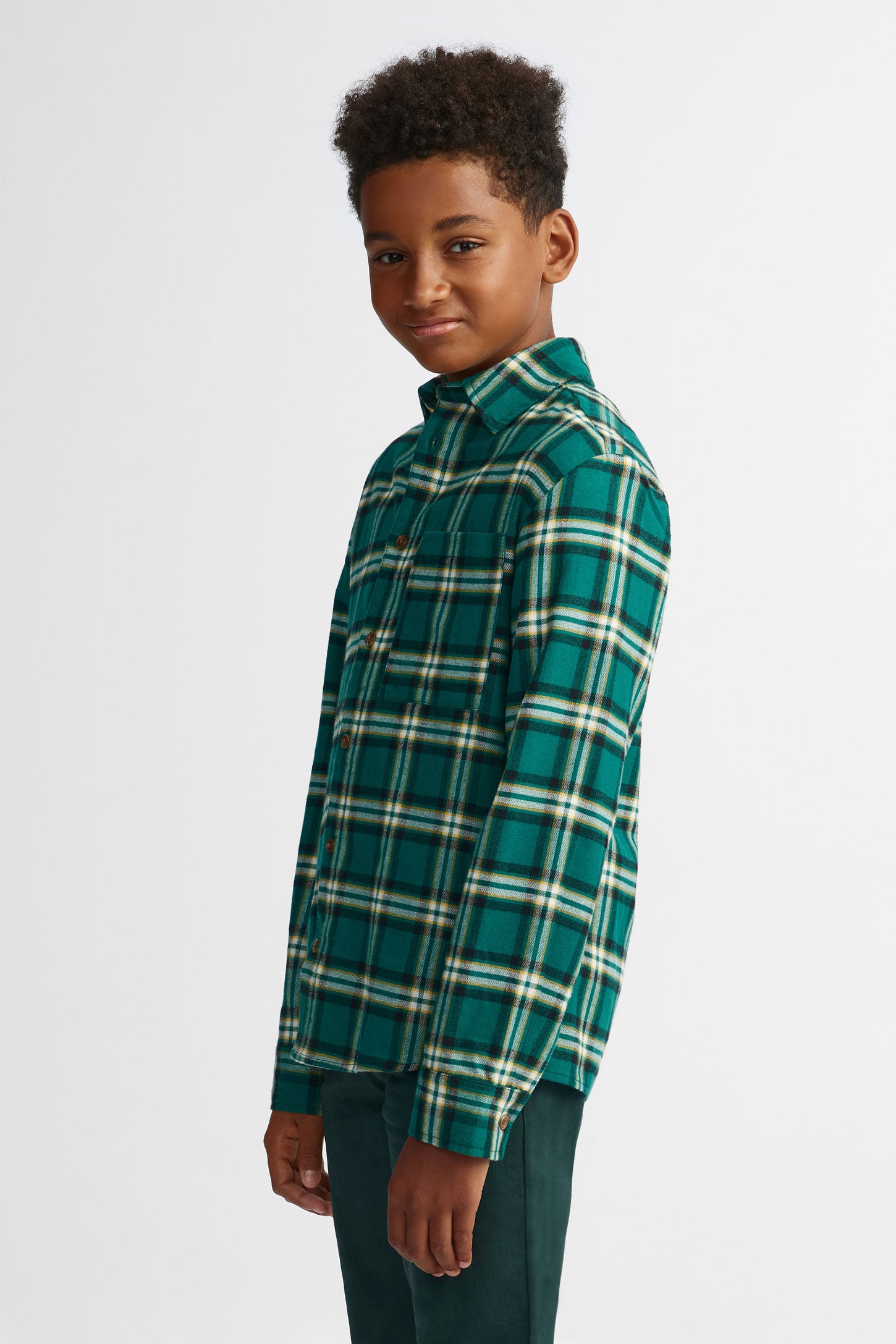 Chemise à carreaux en flanelle - Ado garçon && VERT/MULTI