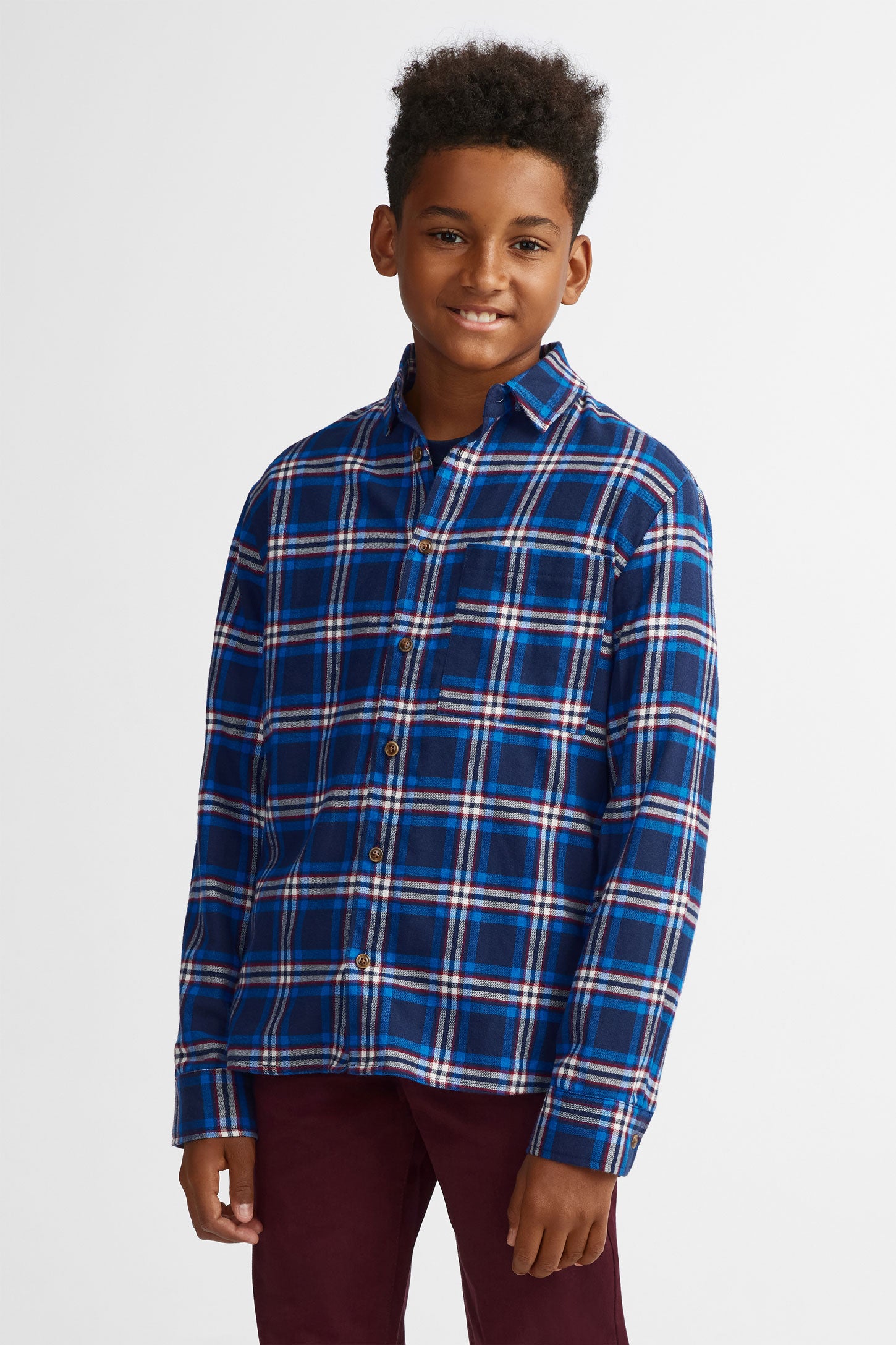 Chemise à carreaux en flanelle - Ado garçon && BLEU MARINE MUL