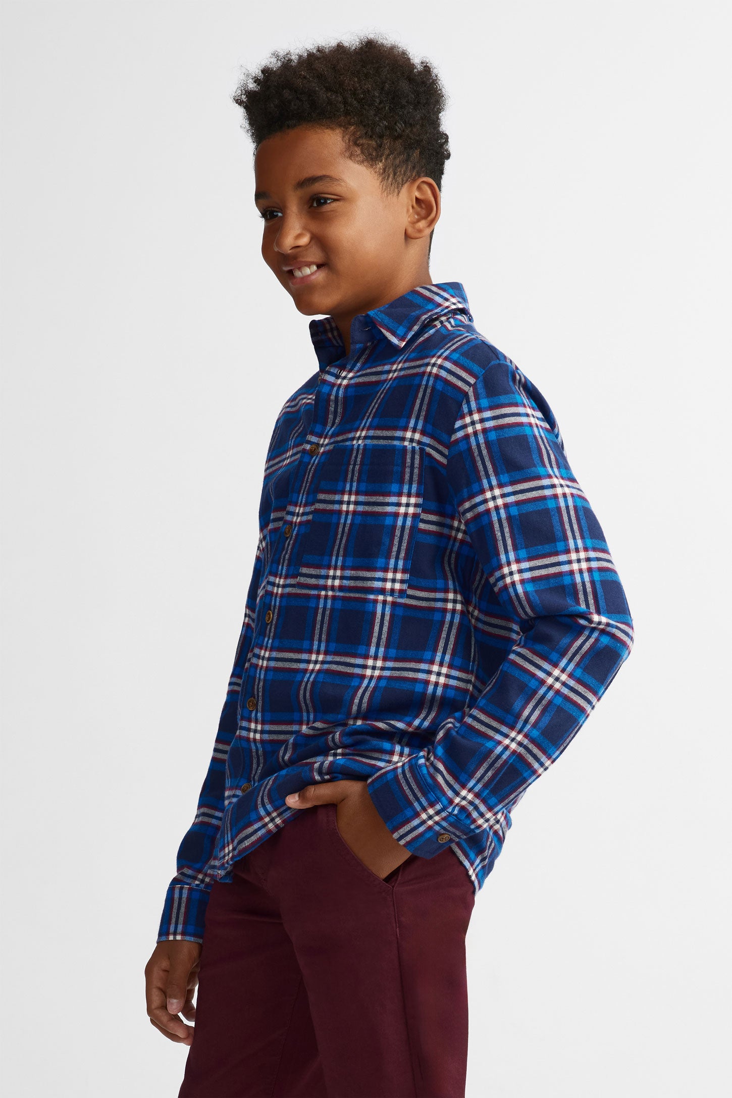 Chemise à carreaux en flanelle - Ado garçon && BLEU MARINE MUL