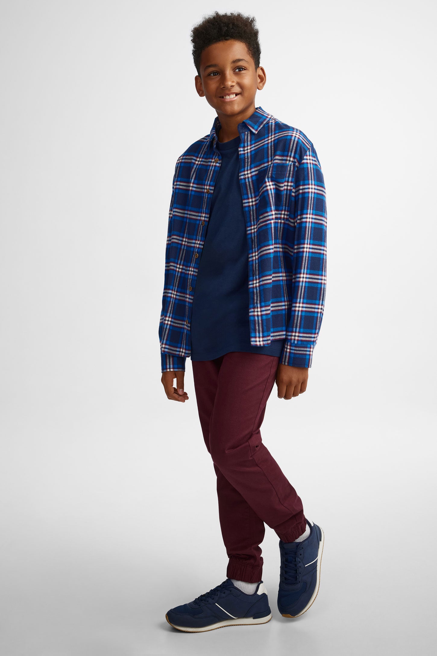Chemise à carreaux en flanelle - Ado garçon && BLEU MARINE MUL