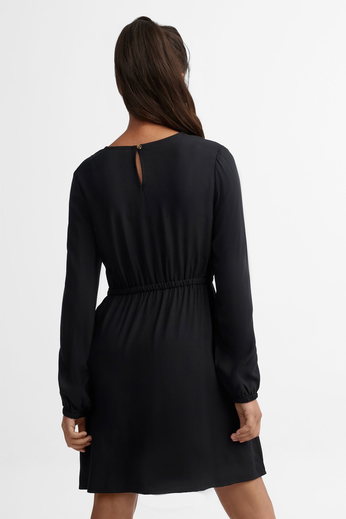 Robe cache-cœur manches longues - Ado fille && NOIR