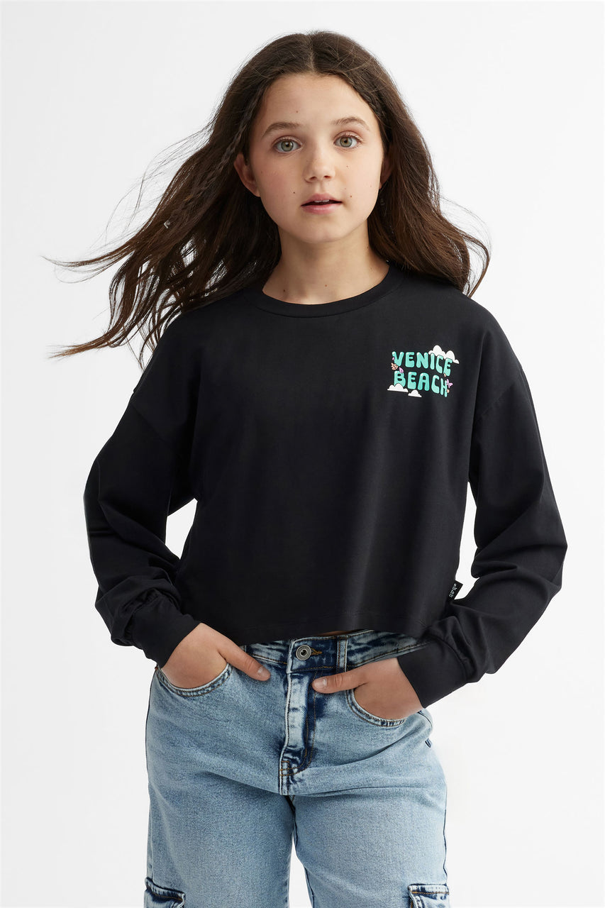 Cotton long-sleeved cropped sweater Teenage girl