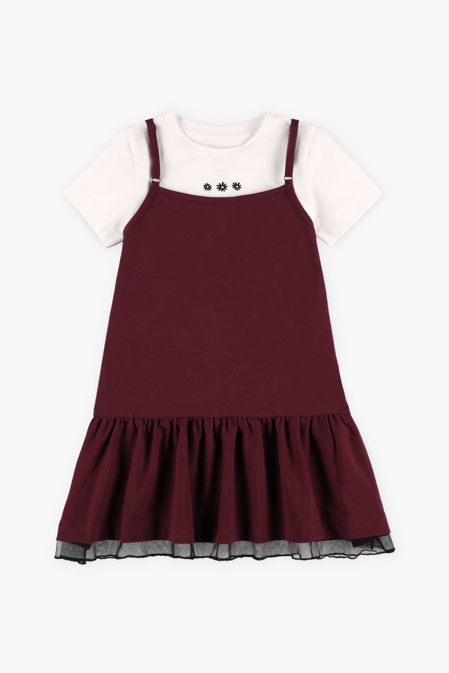 Ensemble 2-pièces t-shirt et robe - Enfant fille && BOURGOGNE