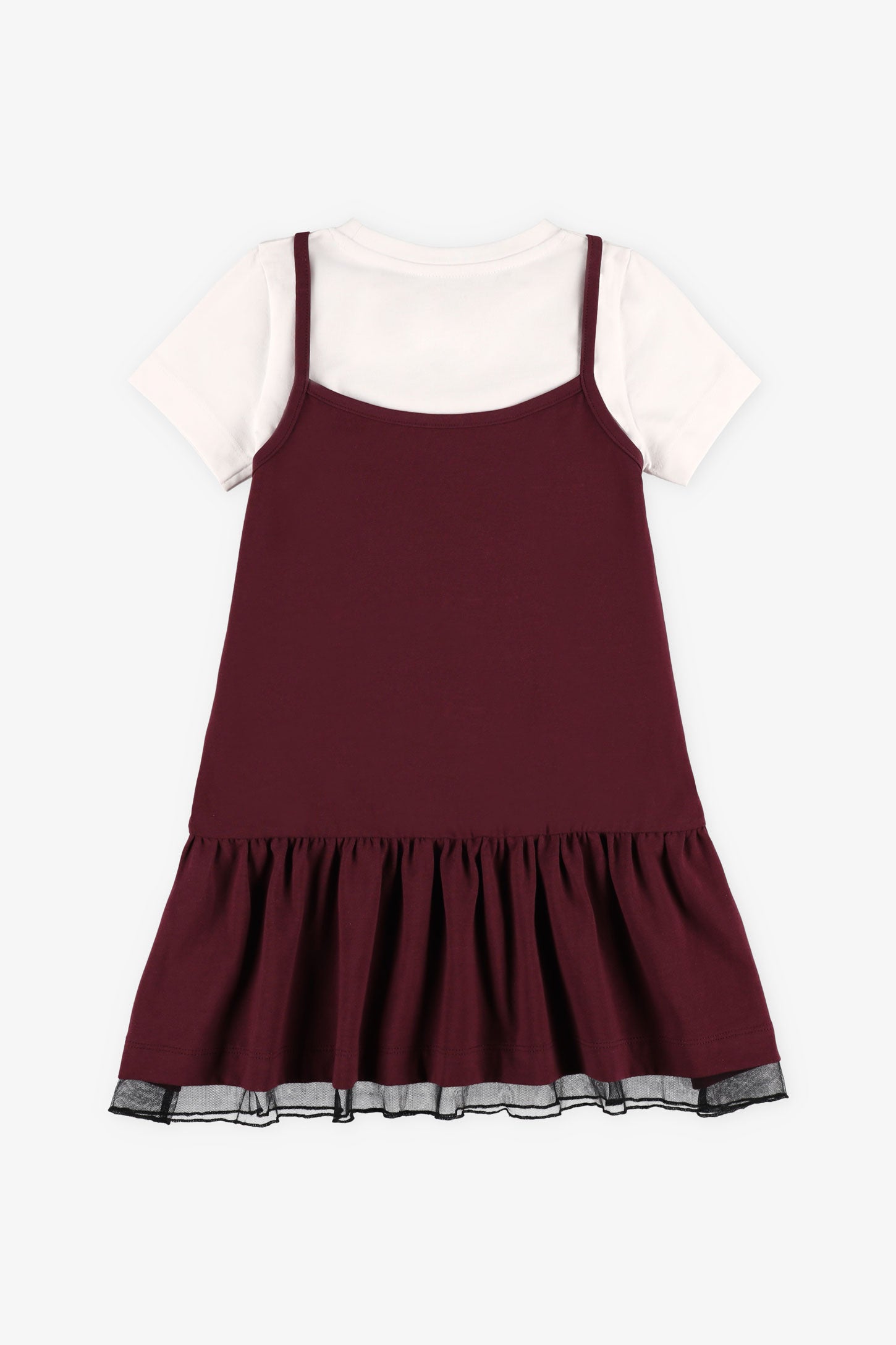 Ensemble 2-pièces t-shirt et robe - Enfant fille && BOURGOGNE