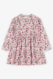 Robe manches longues en coton - Enfant fille && BEIGE/MULTI