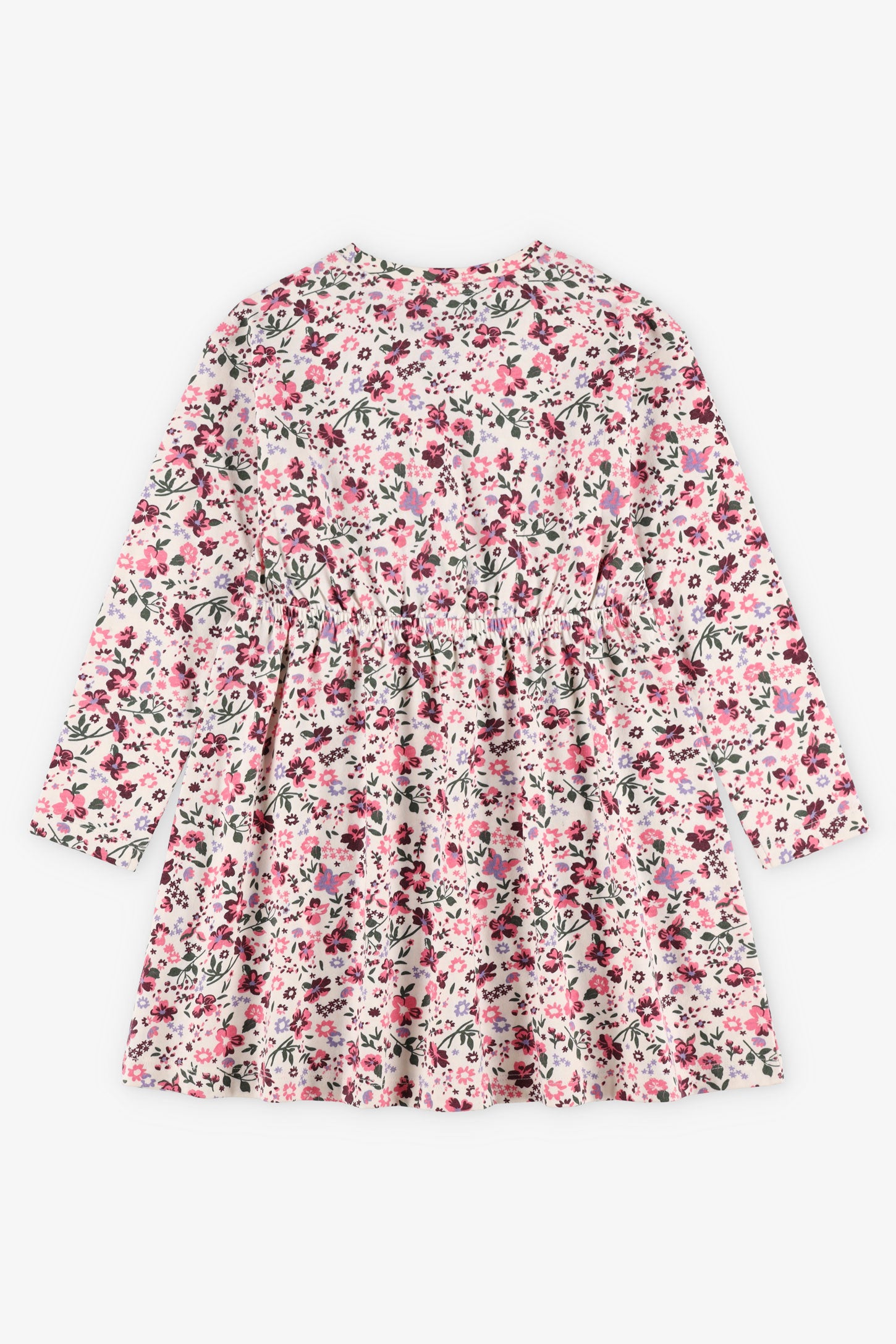 Robe manches longues en coton - Enfant fille && BEIGE/MULTI
