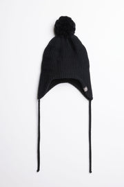 Tuque avec cordons tricot - Enfant garçon && NOIR