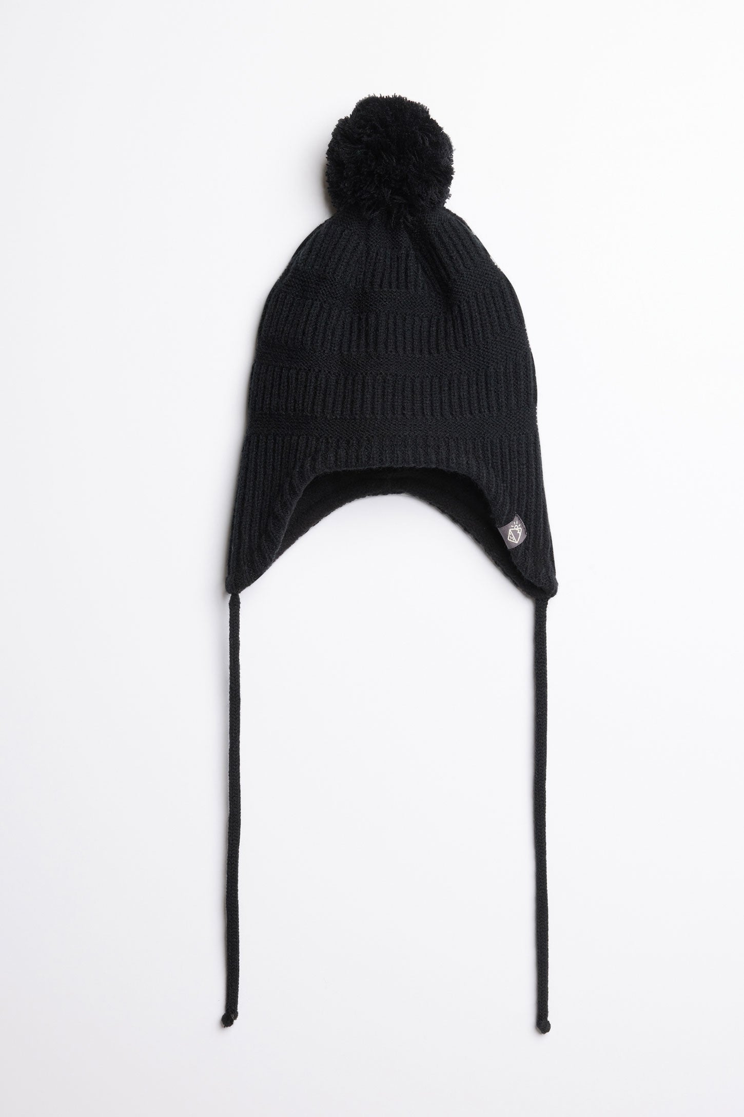 Tuque avec cordons tricot - Enfant garçon && NOIR