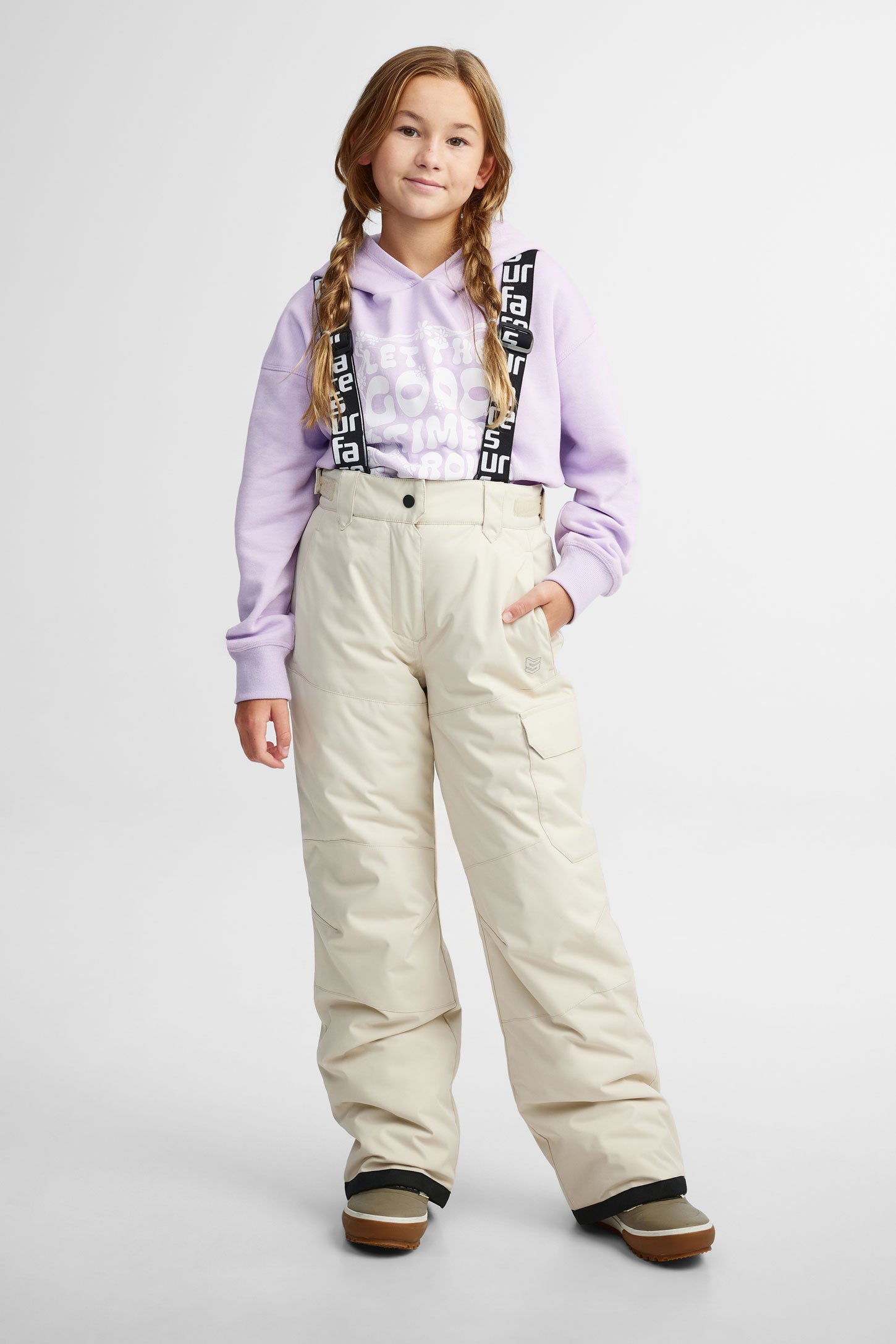 Salopette De Neige Convertible Pour Fille - Pantalon De Ski Hiver Isolant, Imperméable, Avec Poches Cargo, Pour Maternelle Et Enfants - 4
