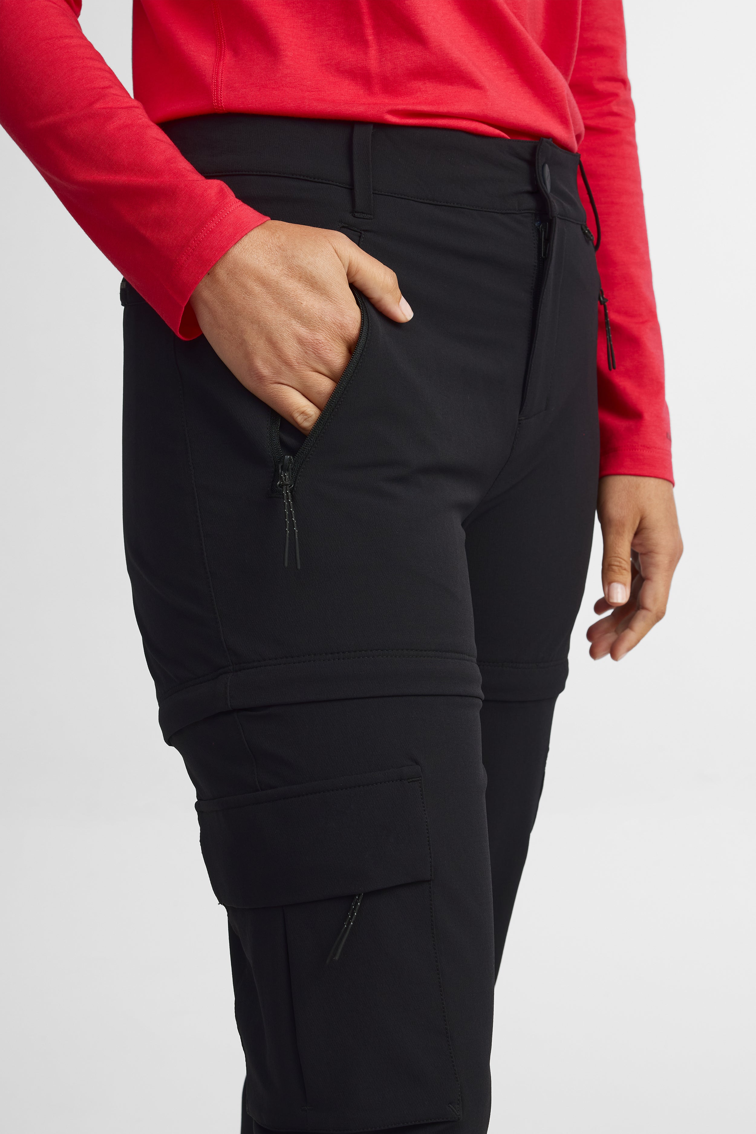 Pantalon cargo convertible en short - Femme && NOIR
