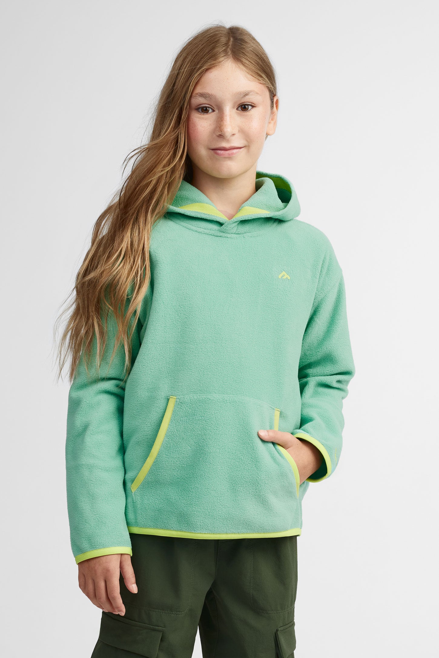Chandail à capuchon micropolaire BM - Ado fille && MENTHE