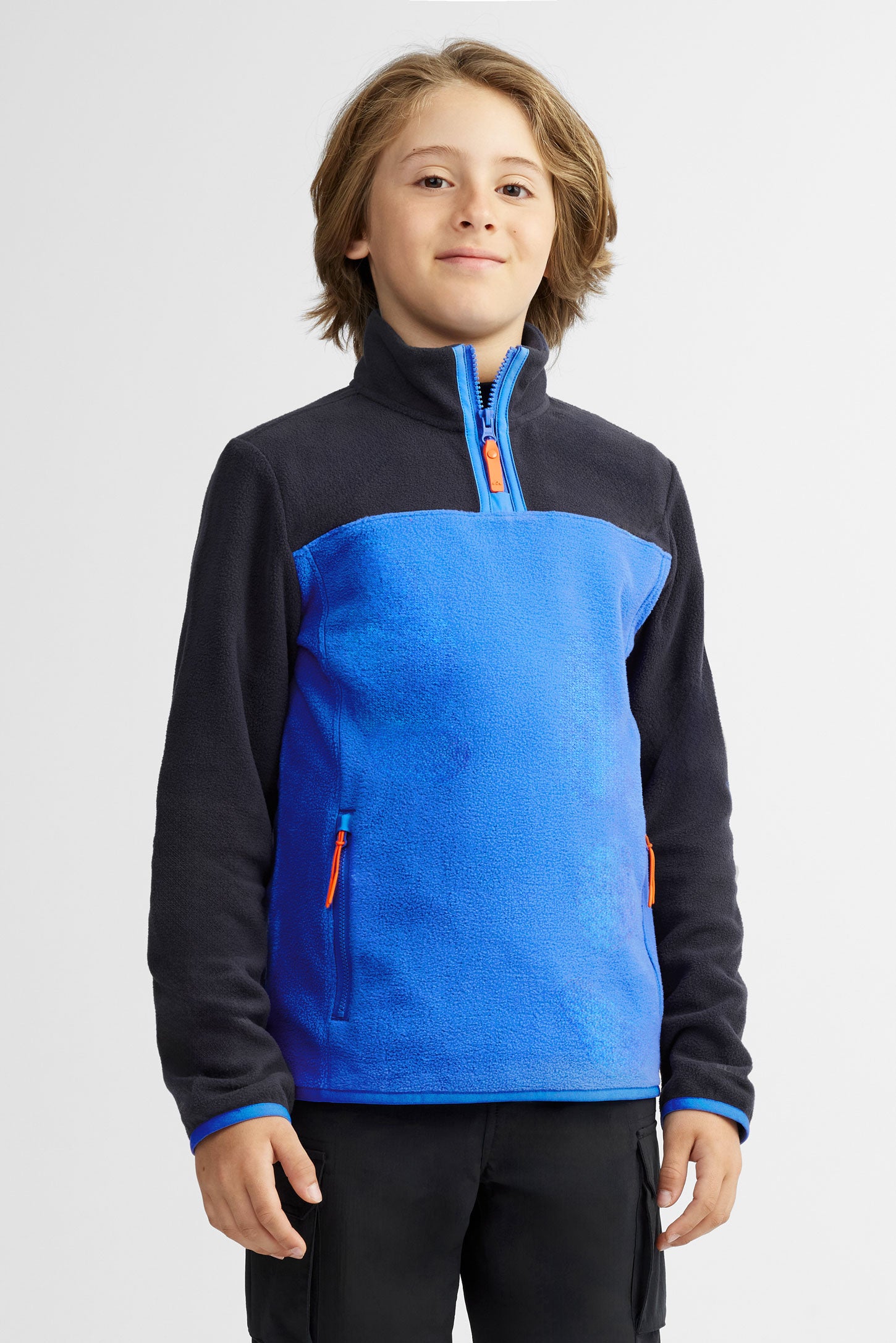 Chandail demi-fermeture éclair micropolaire BM - Ado garçon && BLEU MULTI