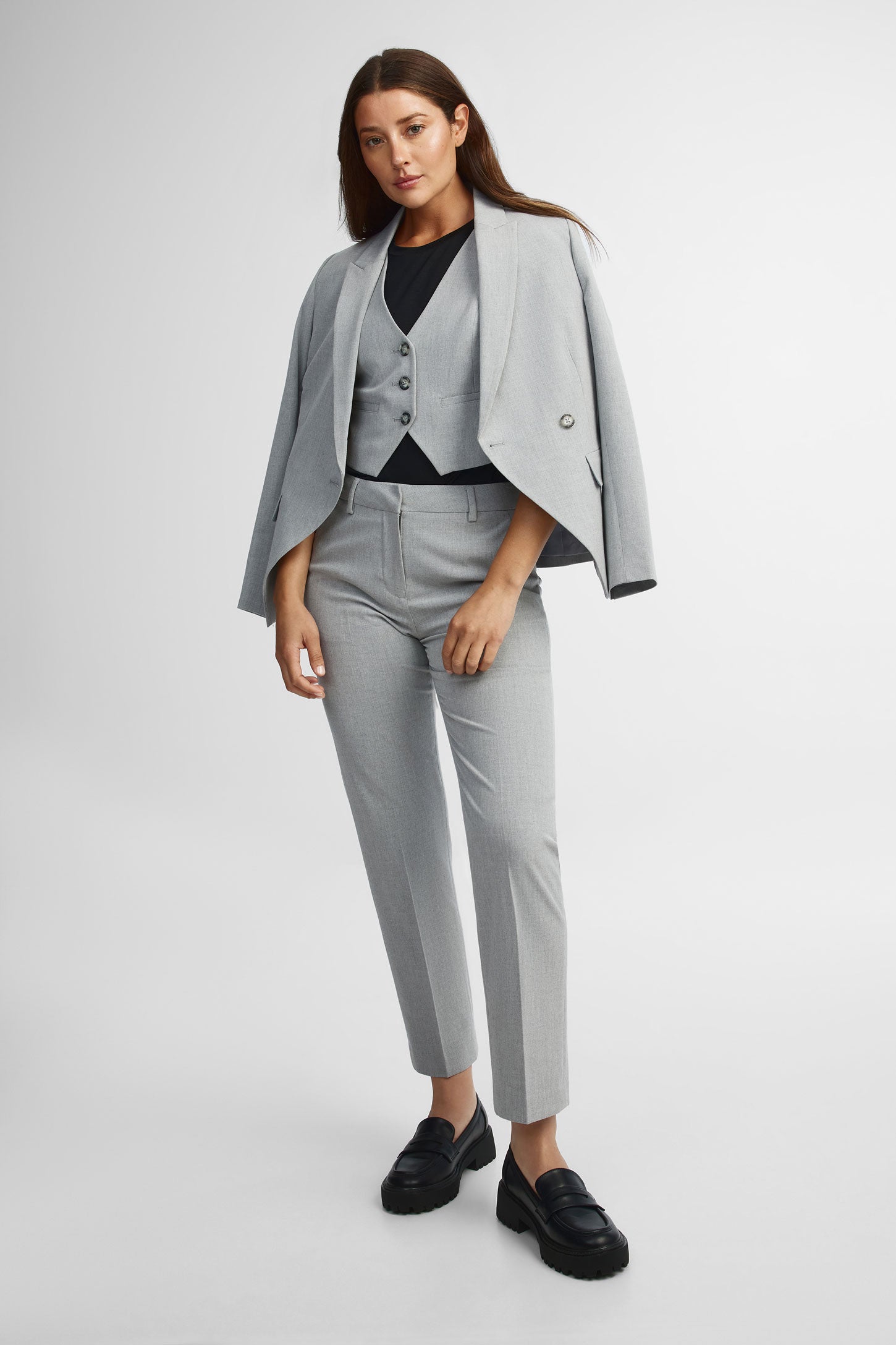 Veston court asymétrique - Femme && GRIS MULTI