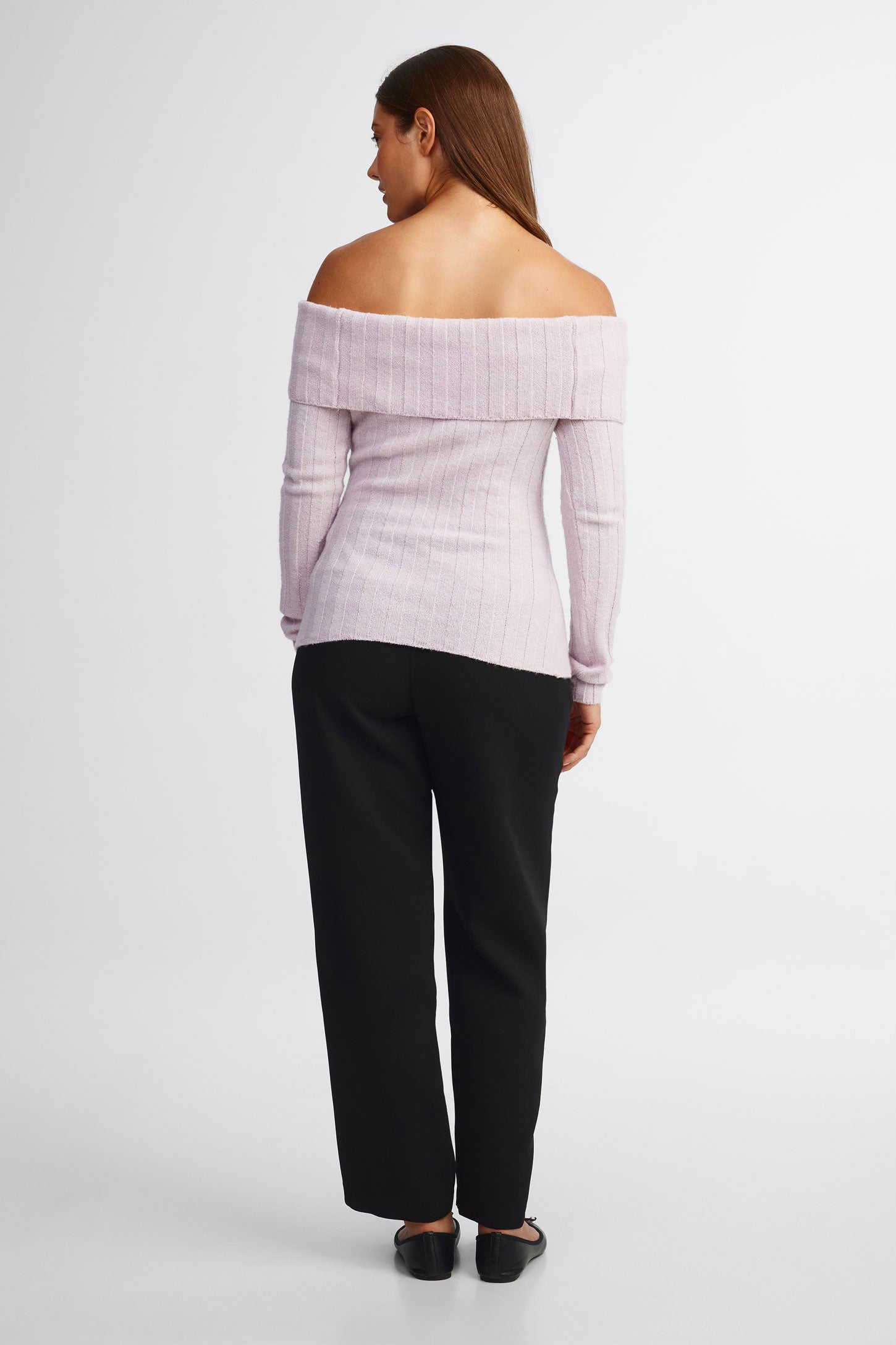 Chandail épaules dénudées tricot - Femme && MAUVE