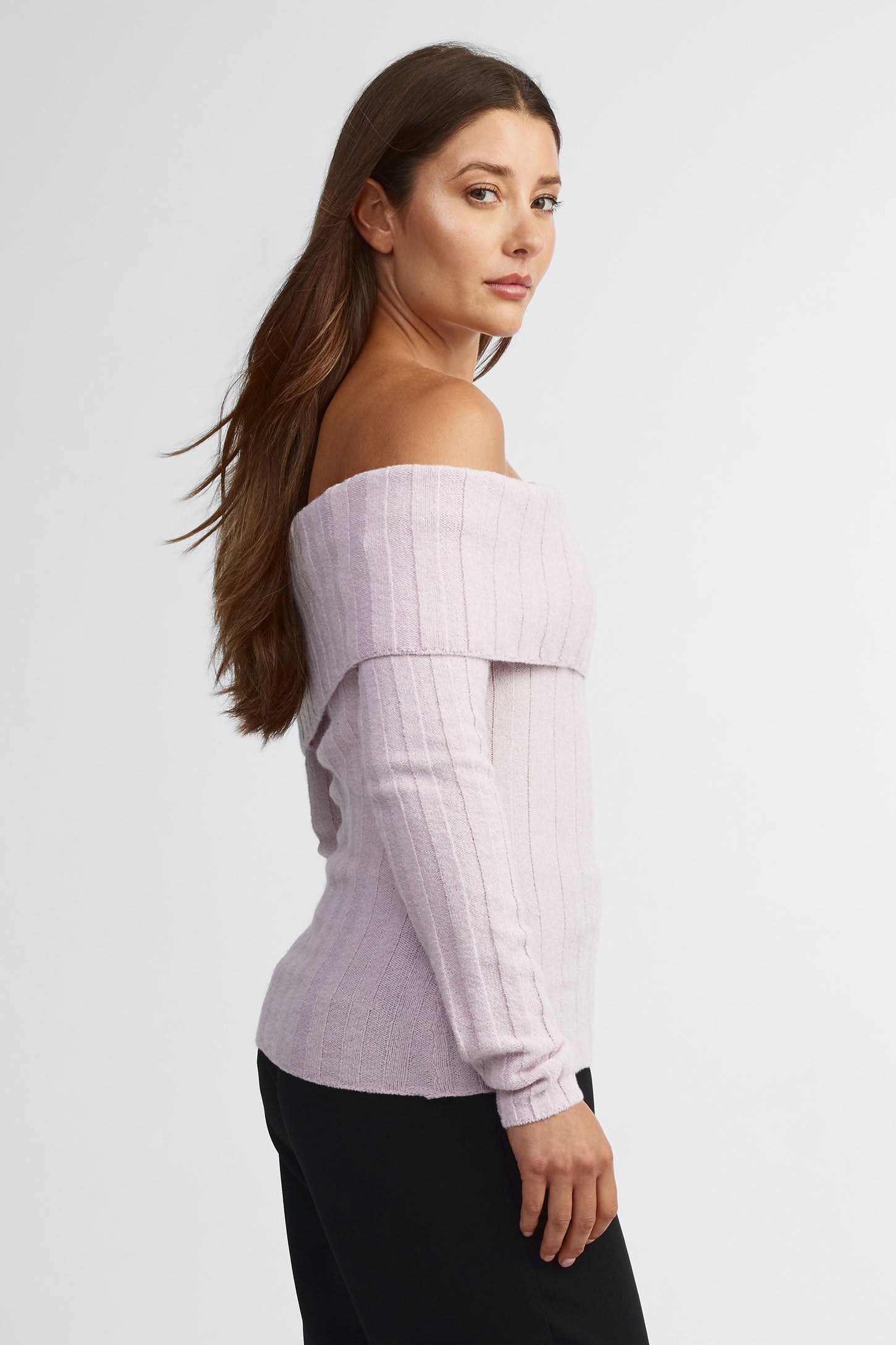 Chandail épaules dénudées tricot - Femme && MAUVE