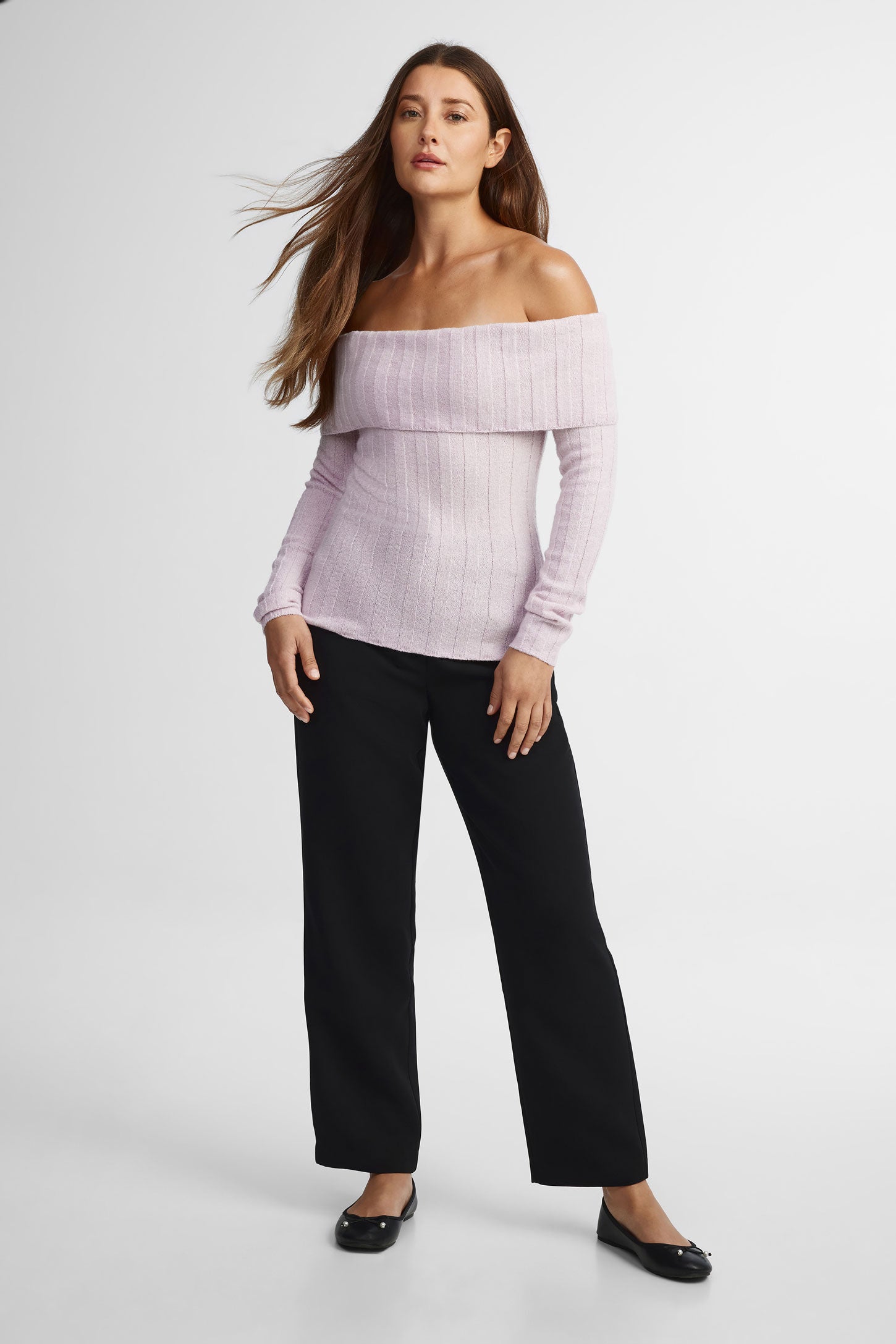Chandail épaules dénudées tricot - Femme && MAUVE