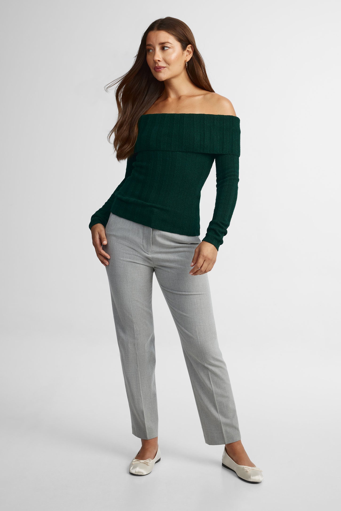 Chandail épaules dénudées tricot - Femme && VERT/MULTI