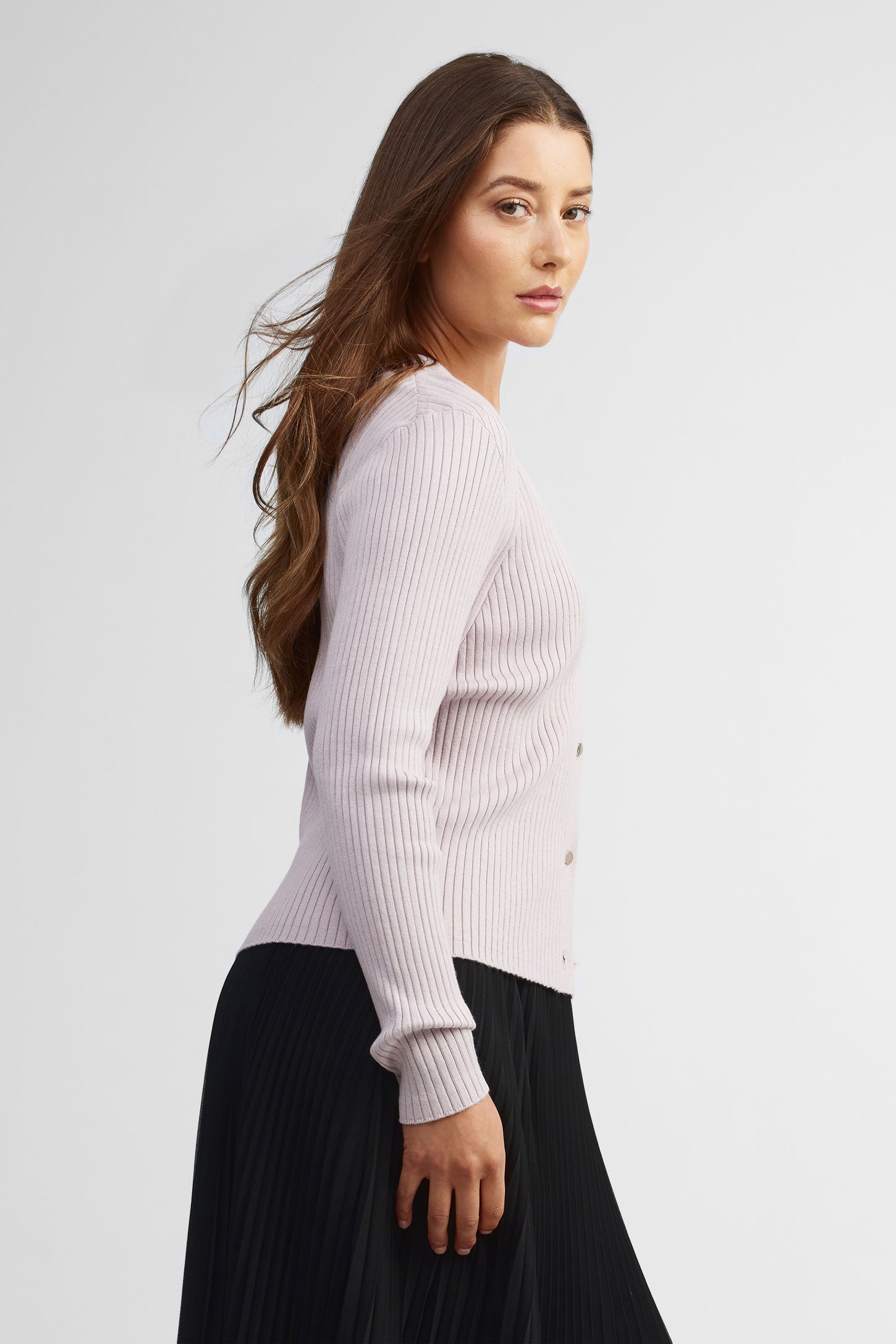 Cardigan col en V tricot - Femme && MAUVE