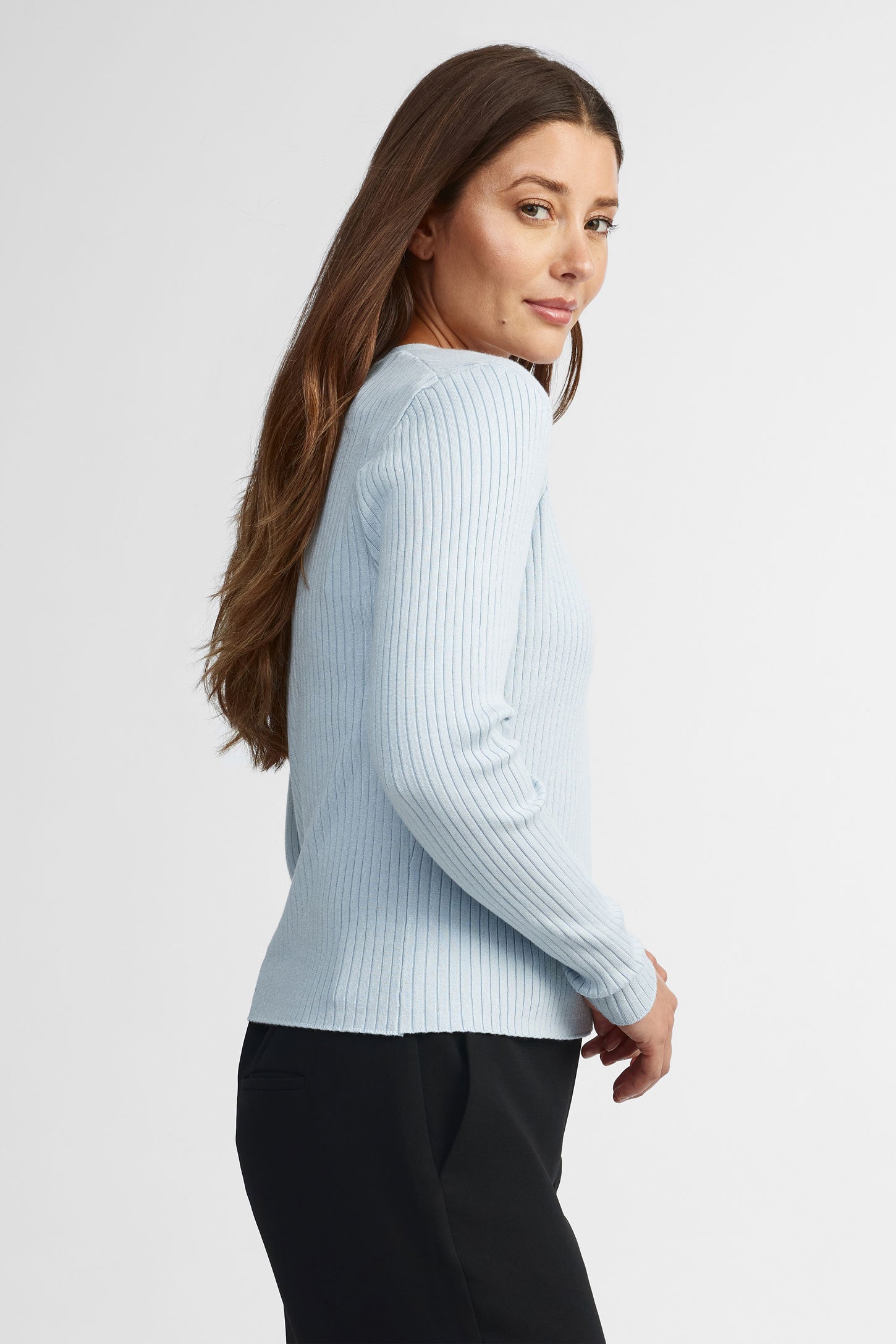 Cardigan col en V tricot - Femme && BLEU