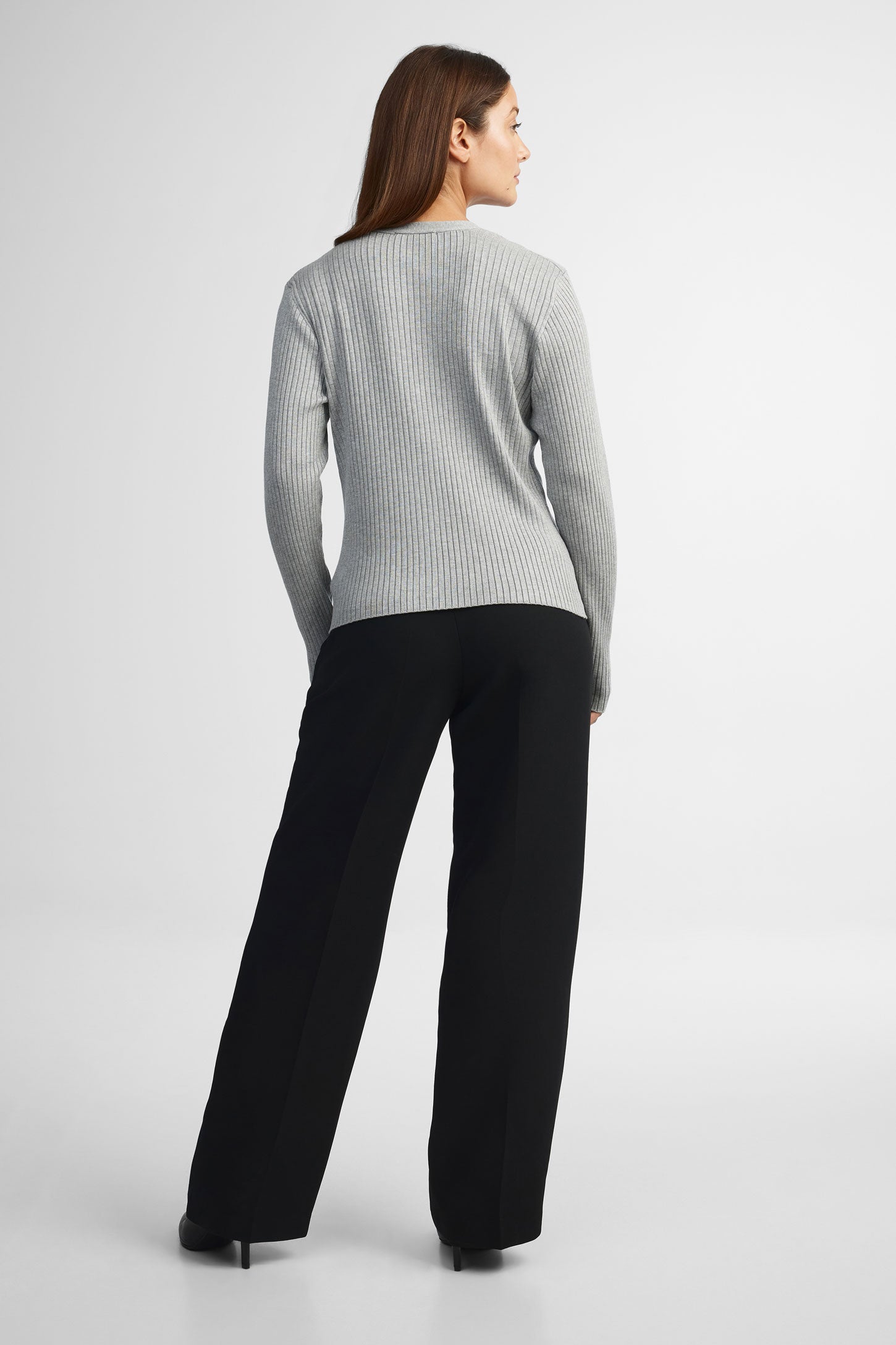 Cardigan col en V tricot - Femme && GRIS MULTI