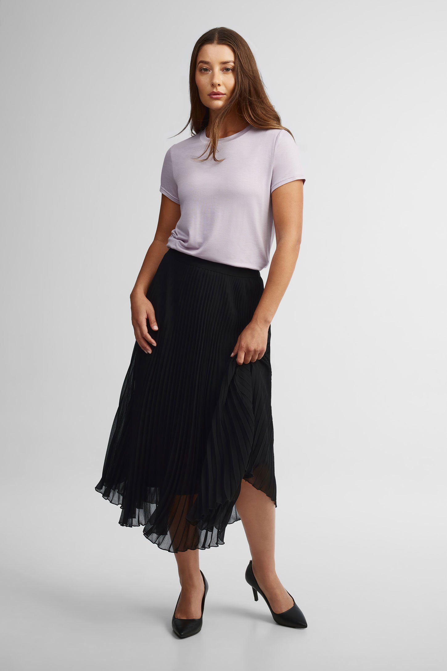 T-shirt col rond Lyocell - Femme && MAUVE