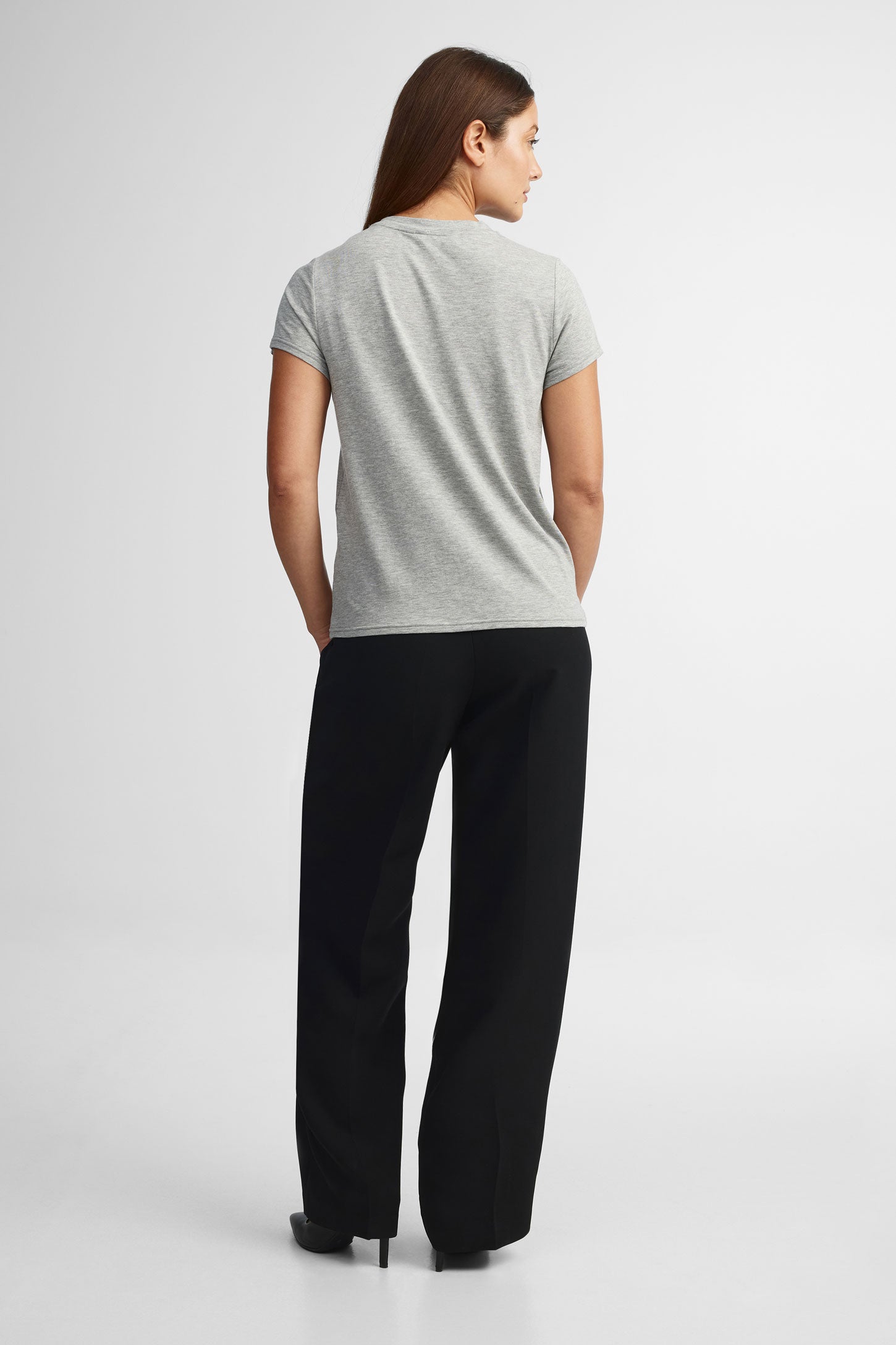 T-shirt col rond Lyocell - Femme && GRIS MULTI