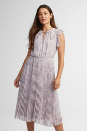 Robe longue à col rond en chiffon - Femme && MAUVE/MULTI