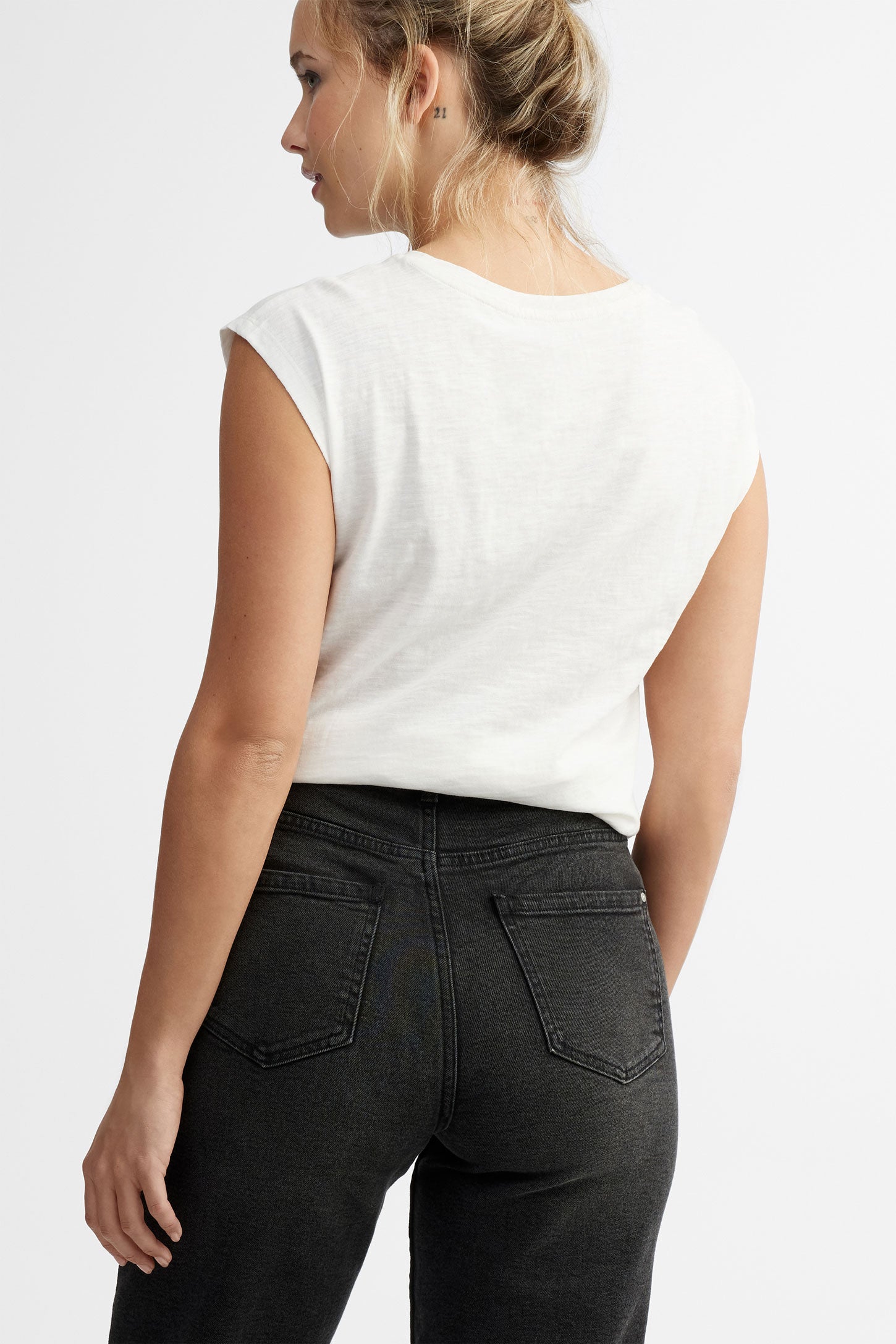 Camisole imprimée coton - Femme && BLANC CASSÉ