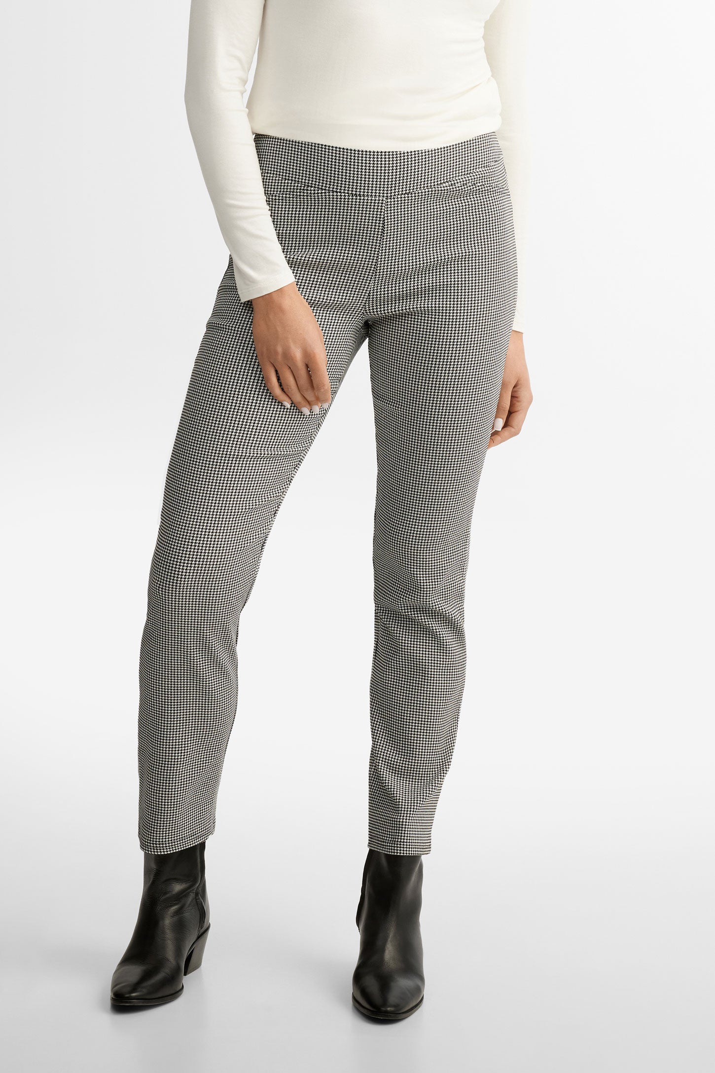 Pantalon taille élastique coupe ajustée imprimé - Femme && NOIR/MULTI