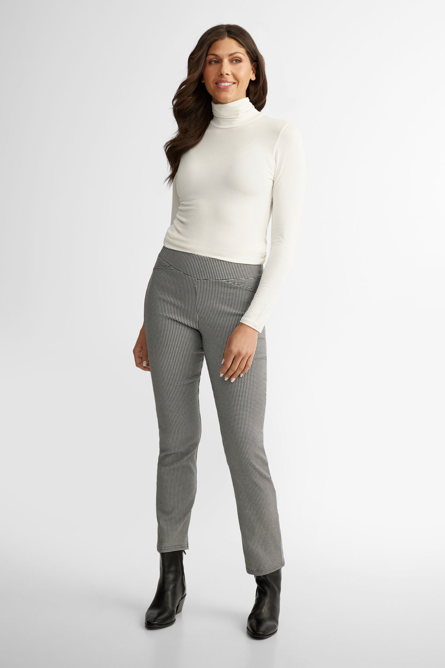 Pantalon taille élastique coupe ajustée imprimé - Femme && NOIR/MULTI