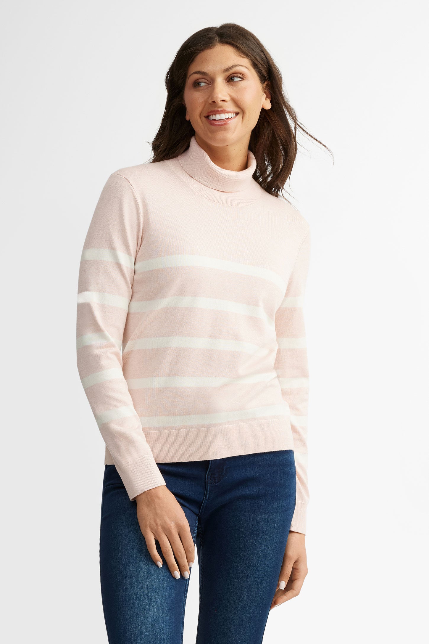 Chandail col roulé tricot - Femme && ROSE MULTI