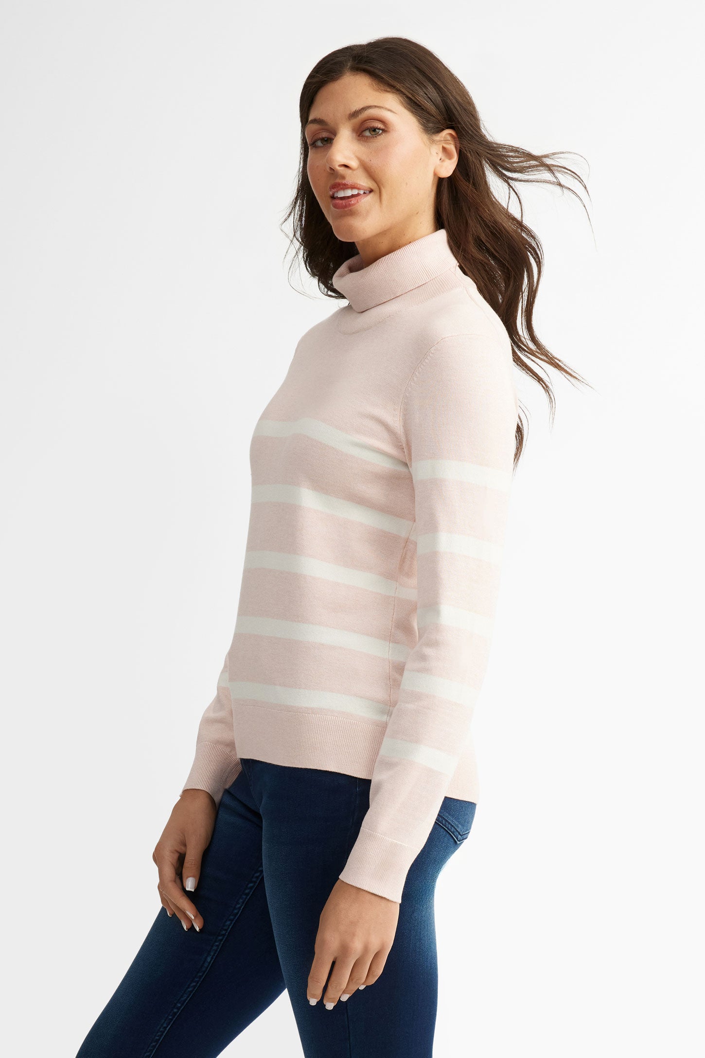 Chandail col roulé tricot - Femme && ROSE MULTI