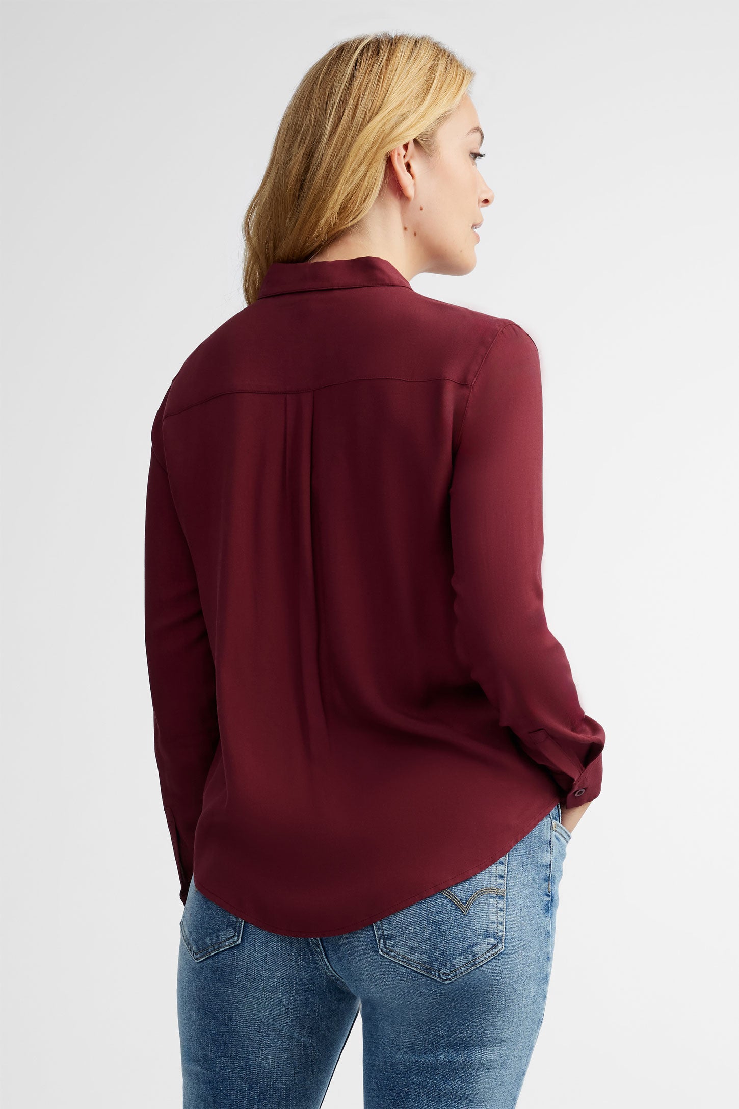 Chemisier coupe droite challis - Femme && BOURGOGNE