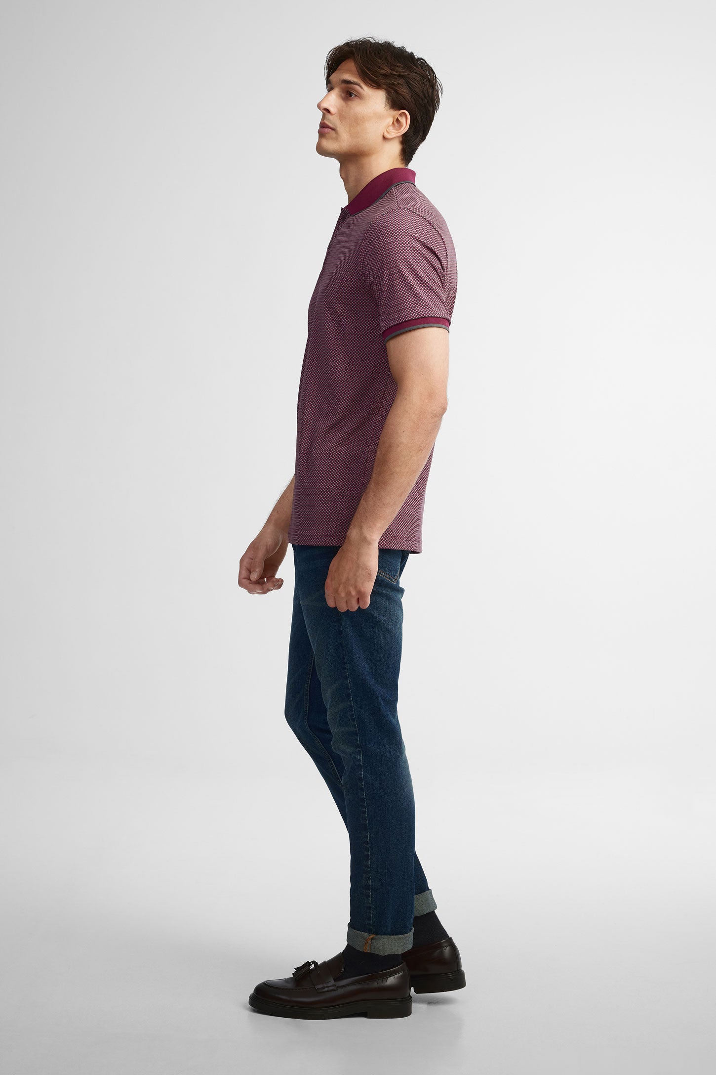 Polo manches courtes semi-ajusté - Homme && BOURGOGNE MULTI