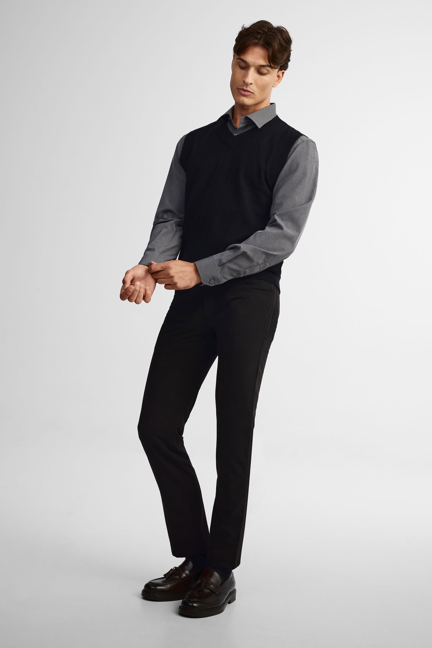 Pantalon 5 poches habillé - Homme && GRIS MIXTE