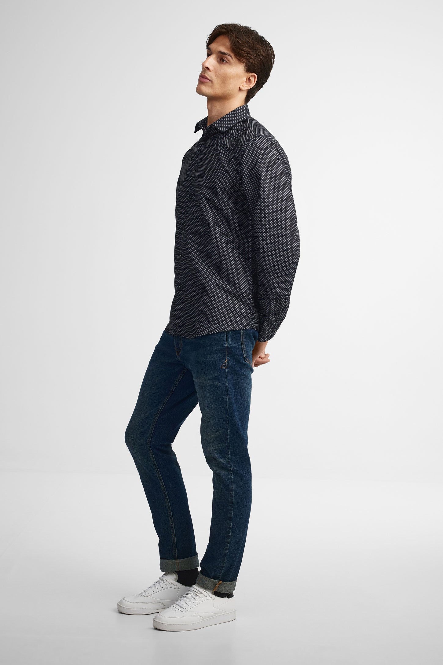 Chemise coupe ajustée coton - Homme && NOIR