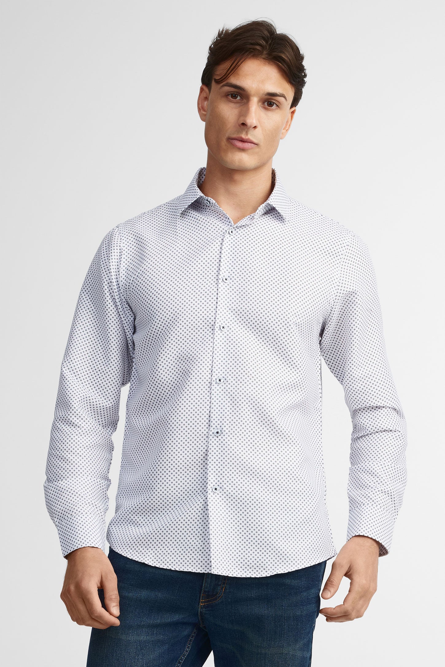 Chemise coupe ajustée coton - Homme && BLANC