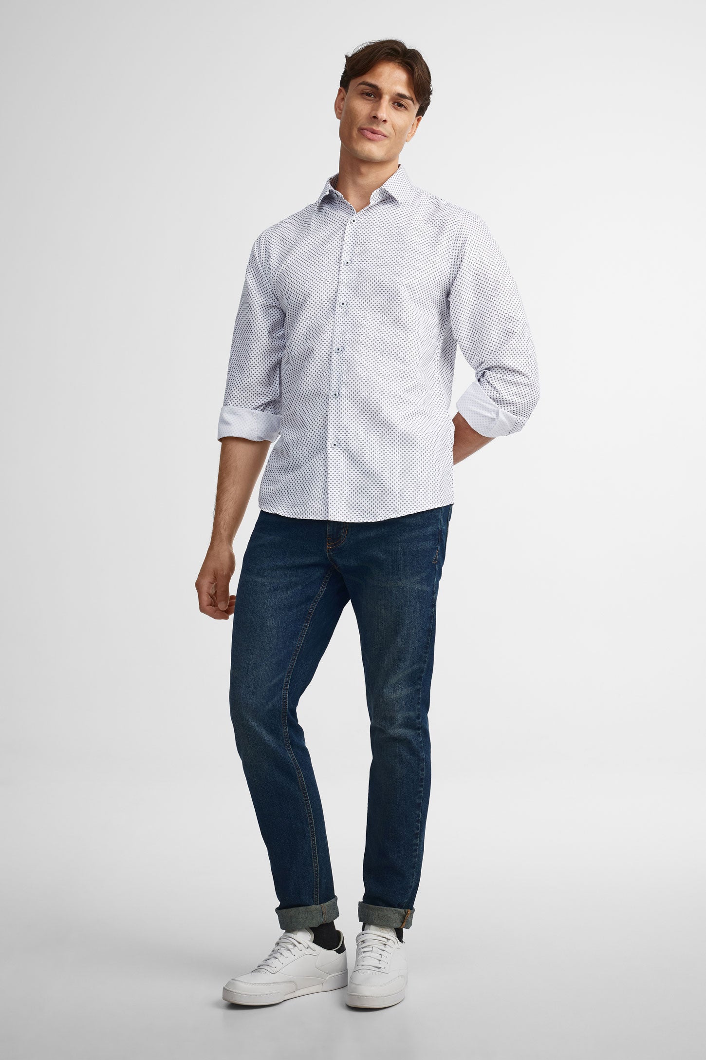 Chemise coupe ajustée coton - Homme && BLANC