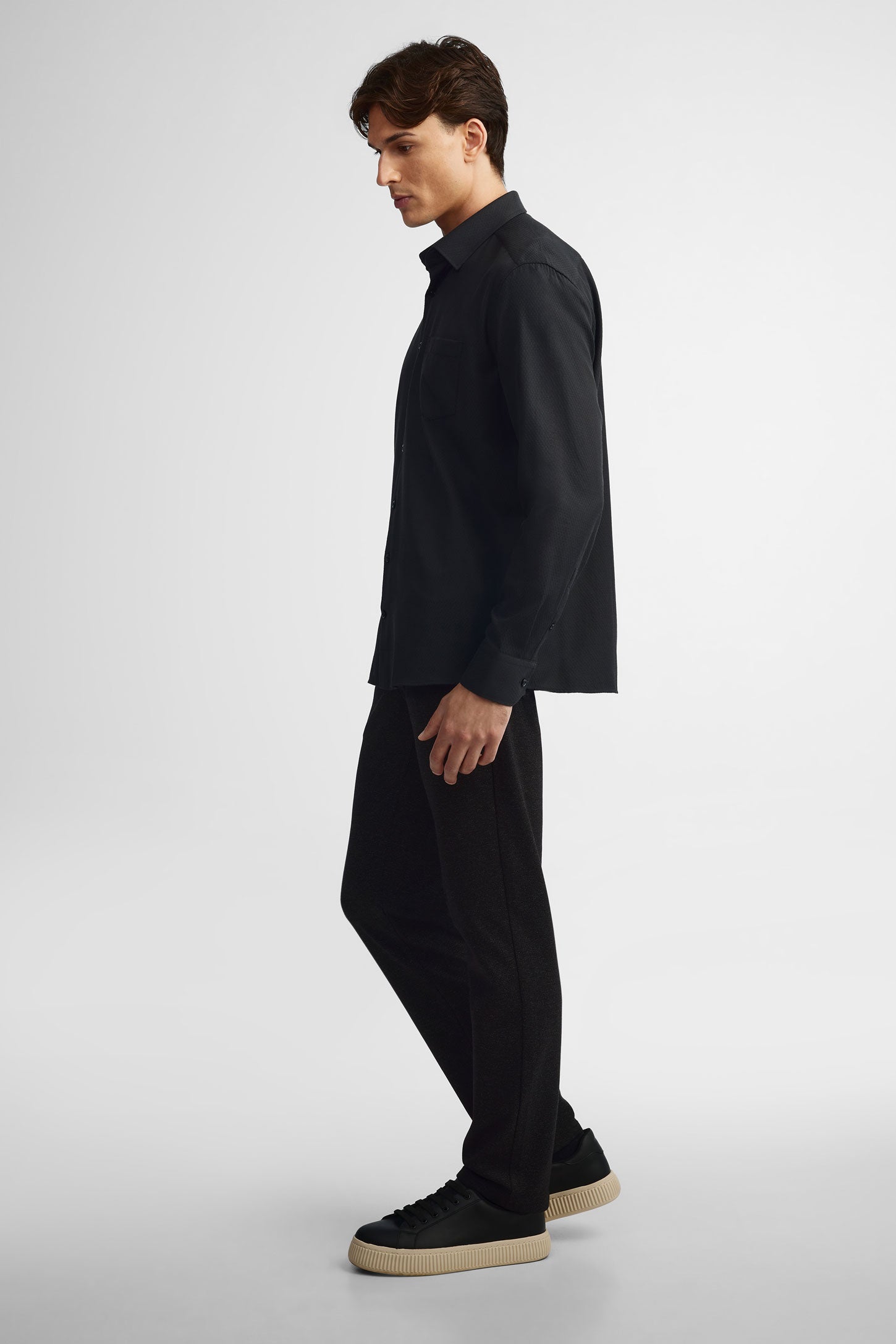 Chemise texturée coupe régulière - Homme && NOIR