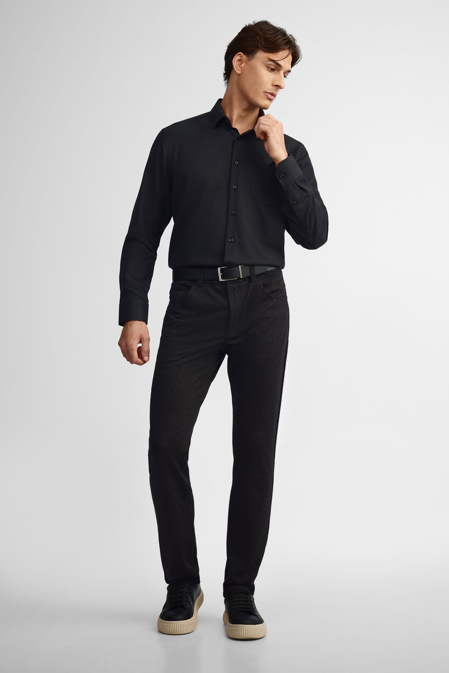 Chemise texturée coupe régulière - Homme && NOIR