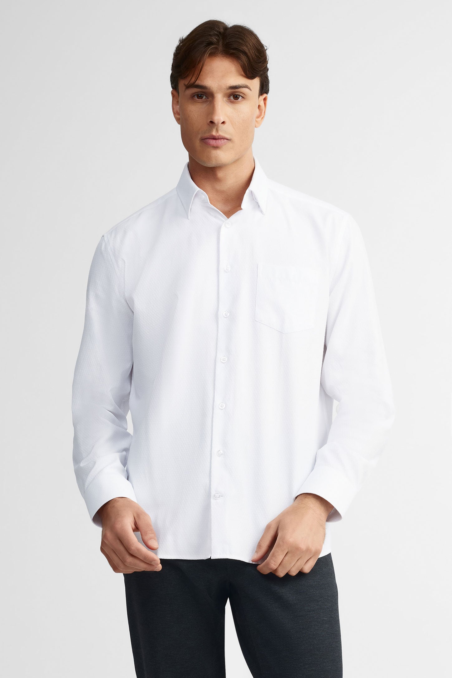 Chemise texturée coupe régulière - Homme && BLANC